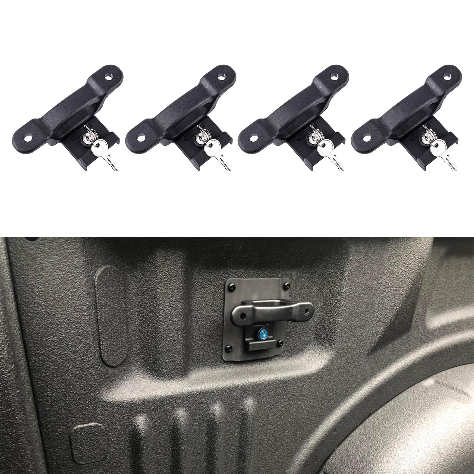 4Pcs Truck Bed Tie Down Anchors Boxlink Cleats Compatible with Ford F150 F250 F350 & Raptor 2015-2024 2025