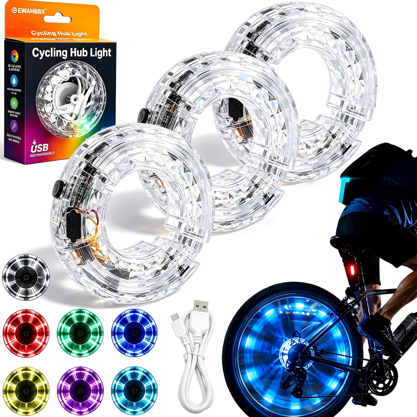 Luce LED per Raggi Ruota Bicicletta, Luce Lampeggiante Ricaricabile per Ruote Bici, luci LED Impermeabili e accattivanti per Ruote (compatibili Anche con Auto e Moto) con sensore di Movimento