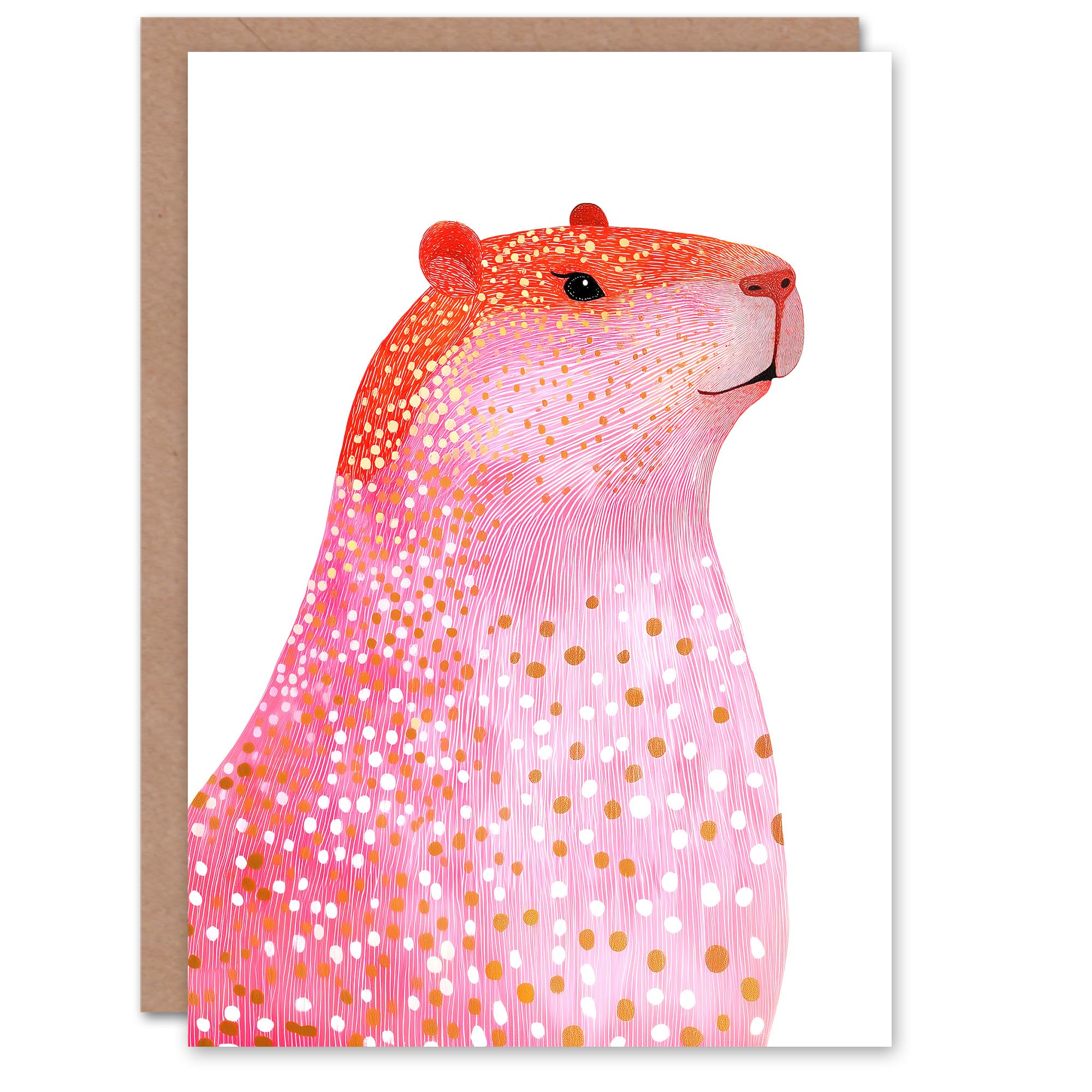 Artery8 Greeting Card - Capybara Pink Fur Coat
