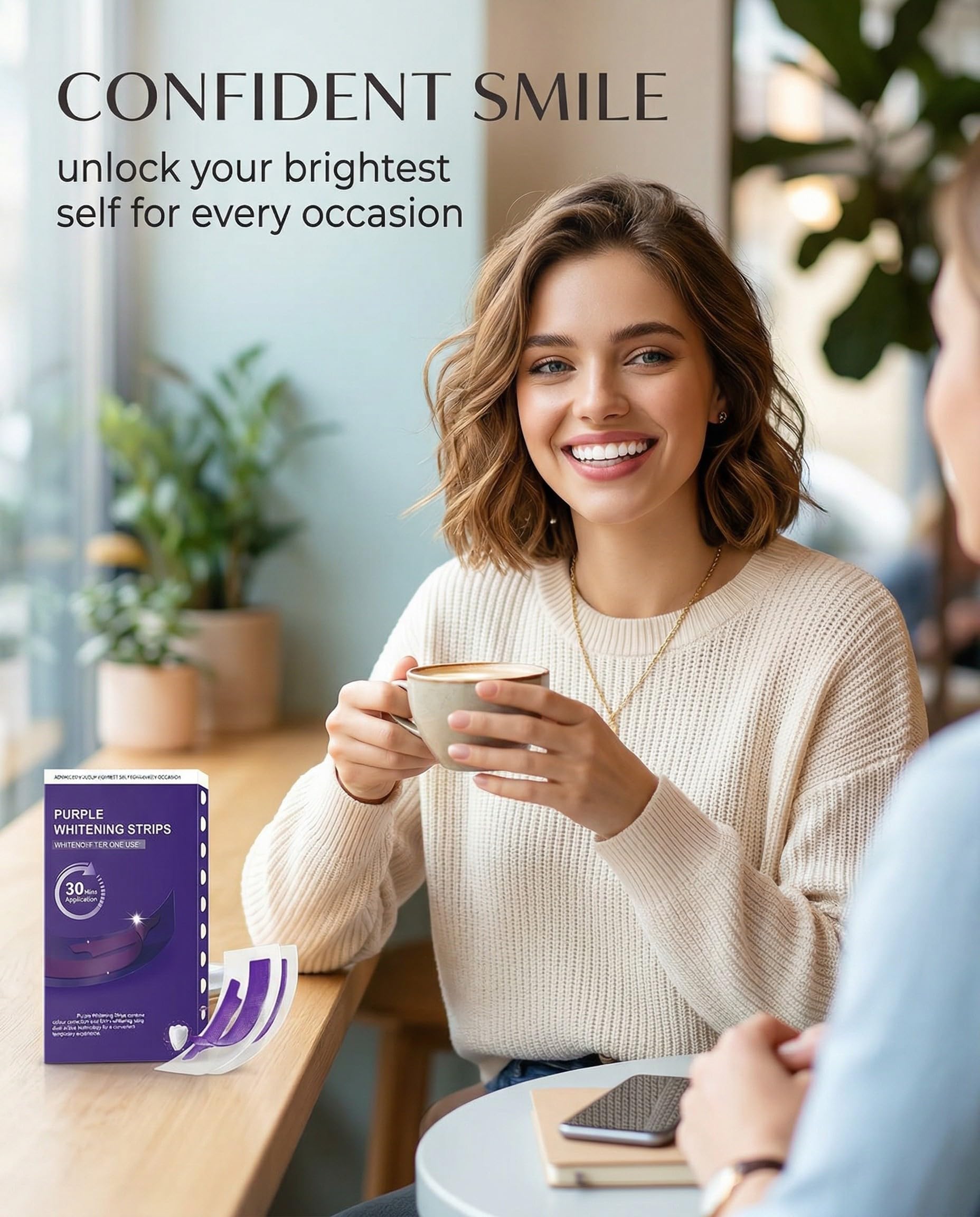 7 pares Tiras Blanqueadoras Dientes, tiras blanqueadoras moradas, profesionales de blanqueamiento de dientes, Whitening Strips, Elimina Manchas Profundas, Para una sonrisa más luminosa
