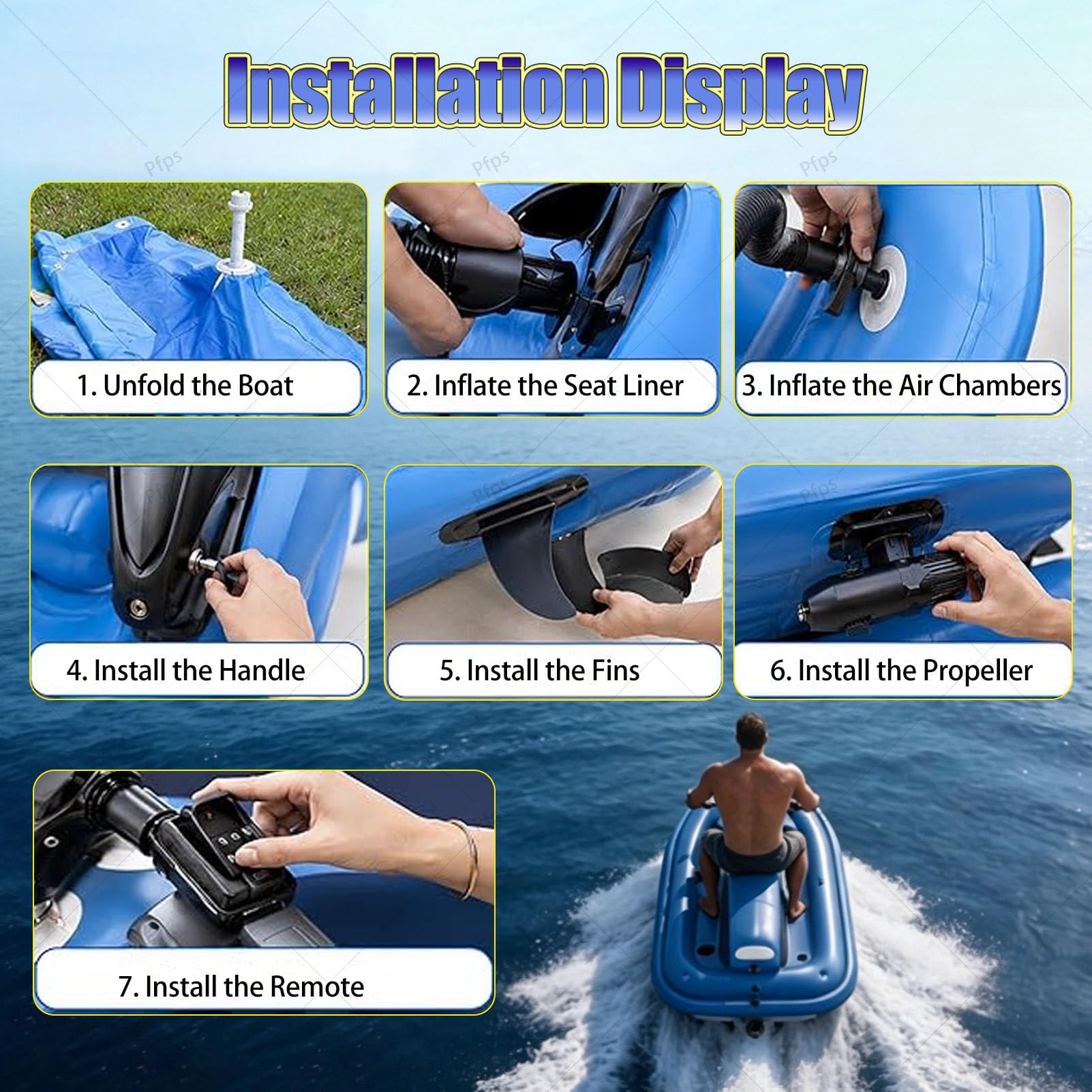 Moto Acuática Eléctrica Hinchable Y Plegable, con Hélice Subacuática De 500 W, Autonomía De 130 Minutos Y Estabilizador Desmontable De Doble Aleta para Practicar Kayak Y Buceo Nothruster