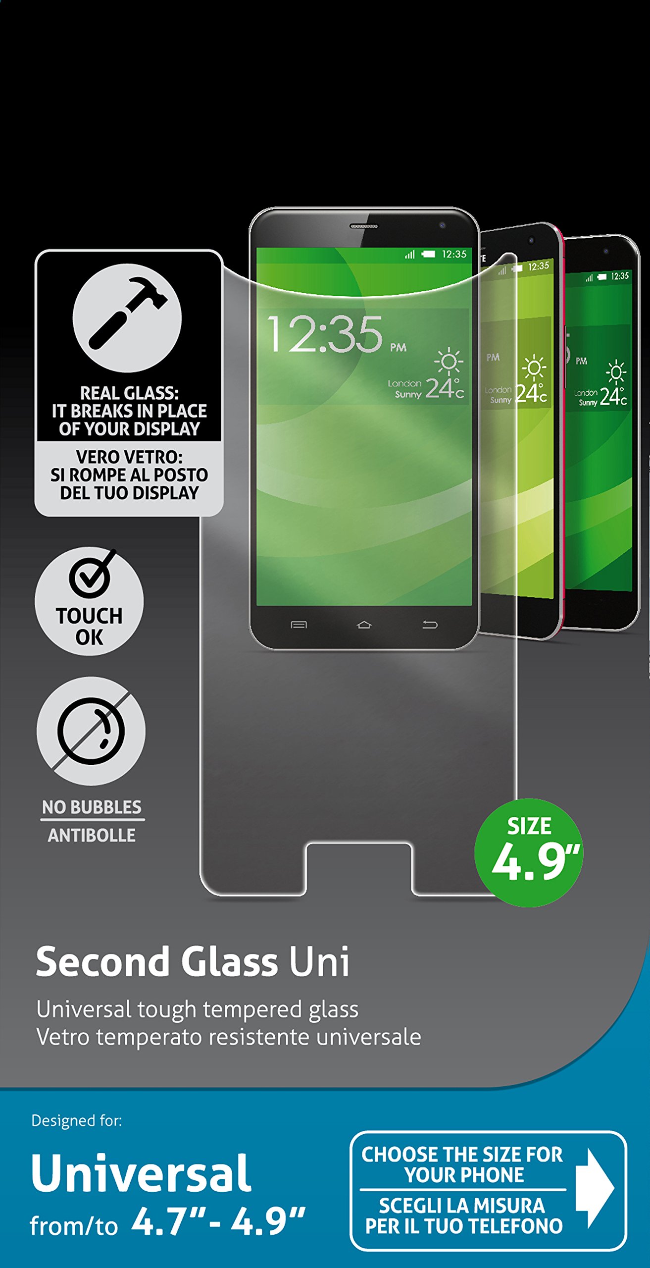 Cellularline Universal Second Glass Screen Protector for Smartphones Upto 4.9-Inch, transparent, 4,7-4,9 - Image 4