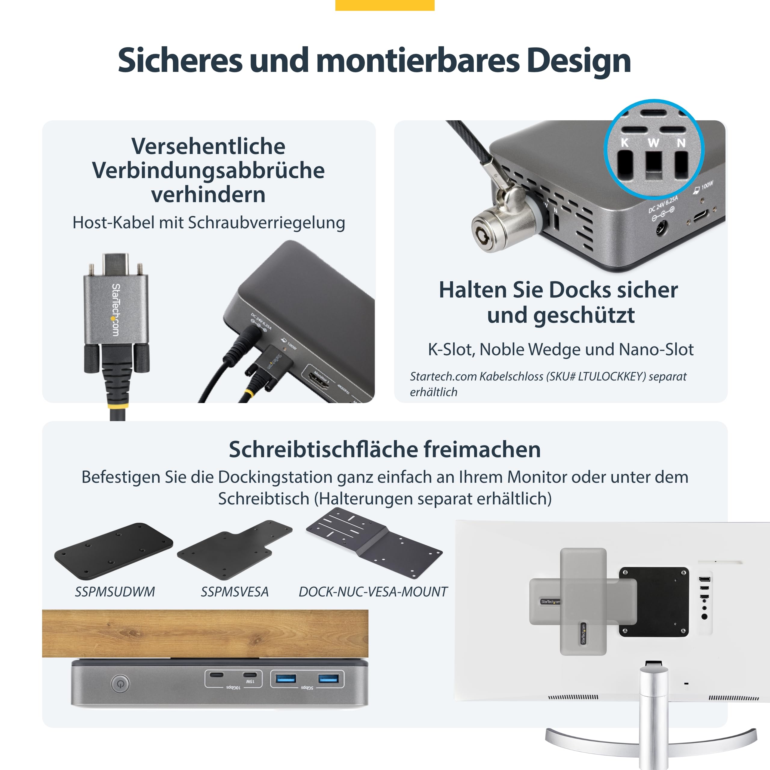 StarTech Treiberloses USB-C Dual 4K 60Hz HDMI Windows Dock, 6X 10Gbps USB | Dual-Monitor Dockingstation, unkomprimiertes Video aus nativer GPU, Plug-and-Play ohne Treiber, VESA-Montage, K-Slot