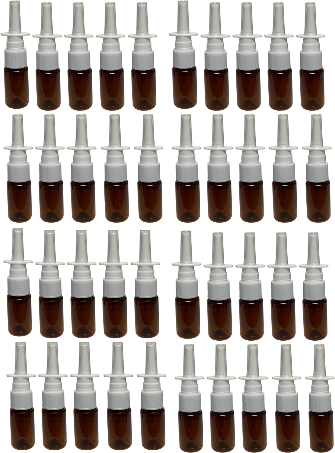 Empty Nasal Spray Bottle Amber Plastic Fine Mist Sprayers Refillable Container for Essential Oils Aromatherapy Perfume 10ml 40 pcs