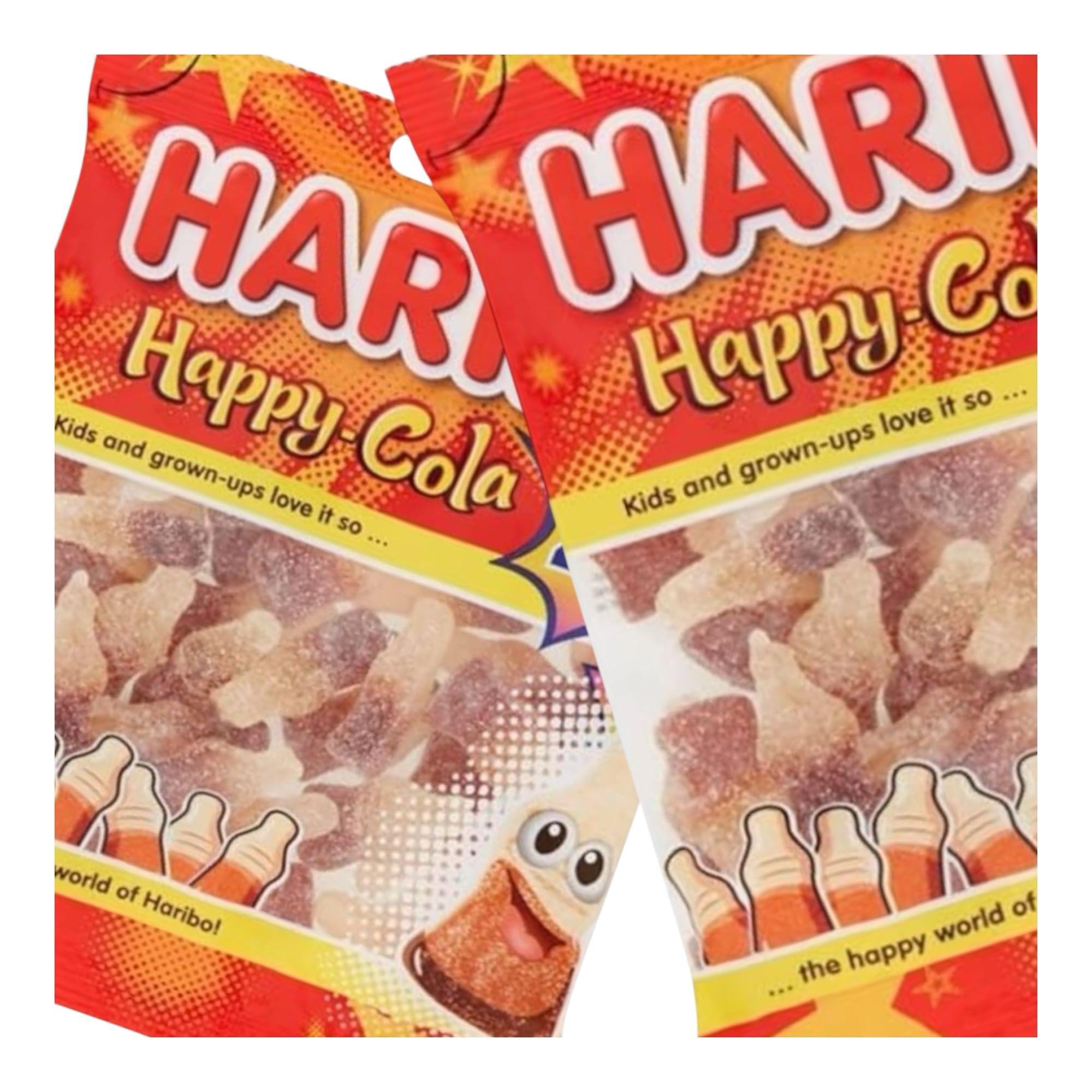 Happy Cola Bottles Zing Fizzy Gummy Sugar Coated Sweets 160g - 2x Share Bags