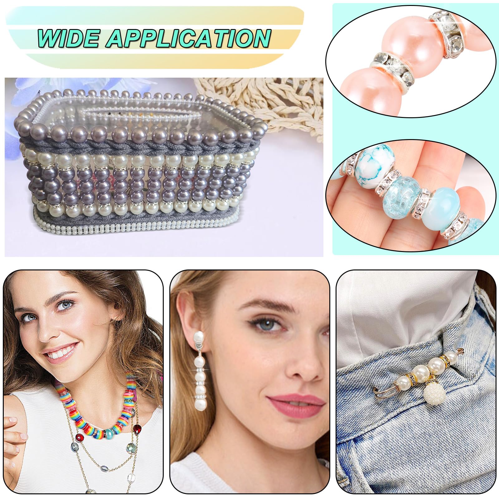 400 Rondelle Distanziali Con Cristallo 8mm – Perline Intermedie Argento E Colori, Per Creazione Gioielli Fai Da Te - 3