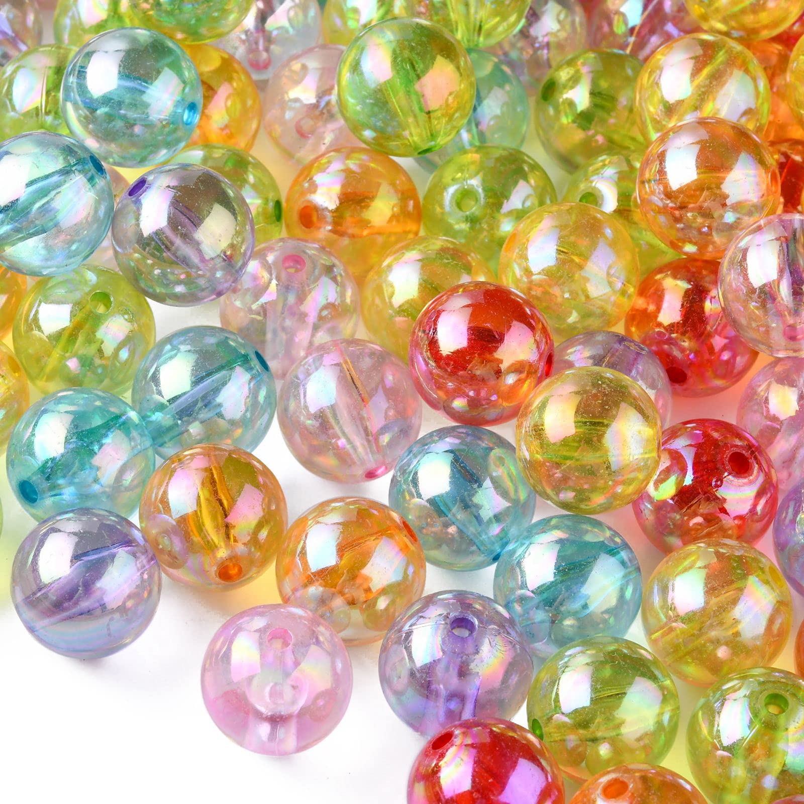 DanLingJewelry 100Pcs 20mm Acrylic Crystal Beads Round Spacer Beads AB Color Acrylic Crafts Beads for Necklace Bracelet Jewelry Making