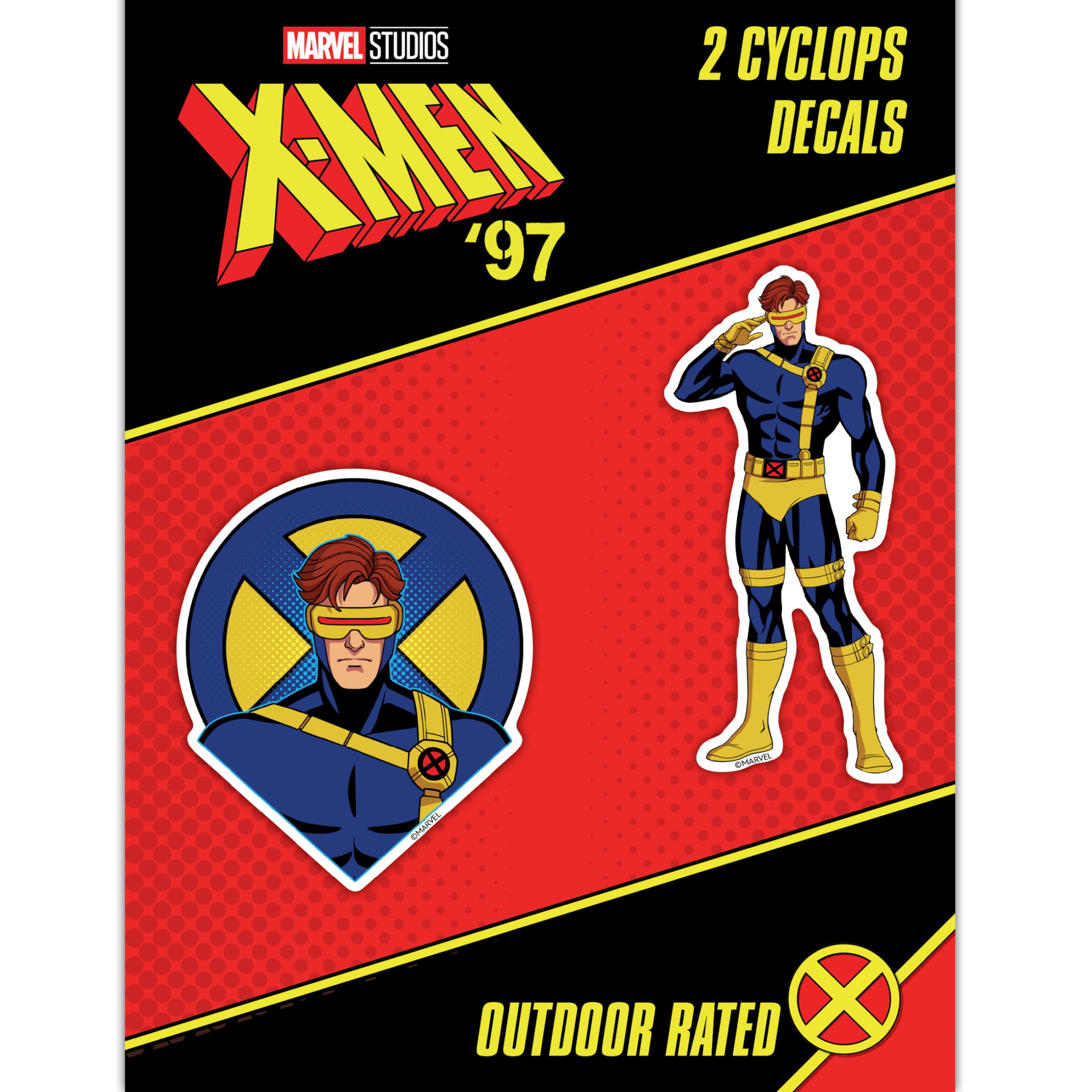 WALL PALZ Marvel X-Men Cyclops Decals - Set of 2 Vinyl Stickers for Water Bottle Laptop Car Truck Waterproof Bumper Stickers Xmen Decals