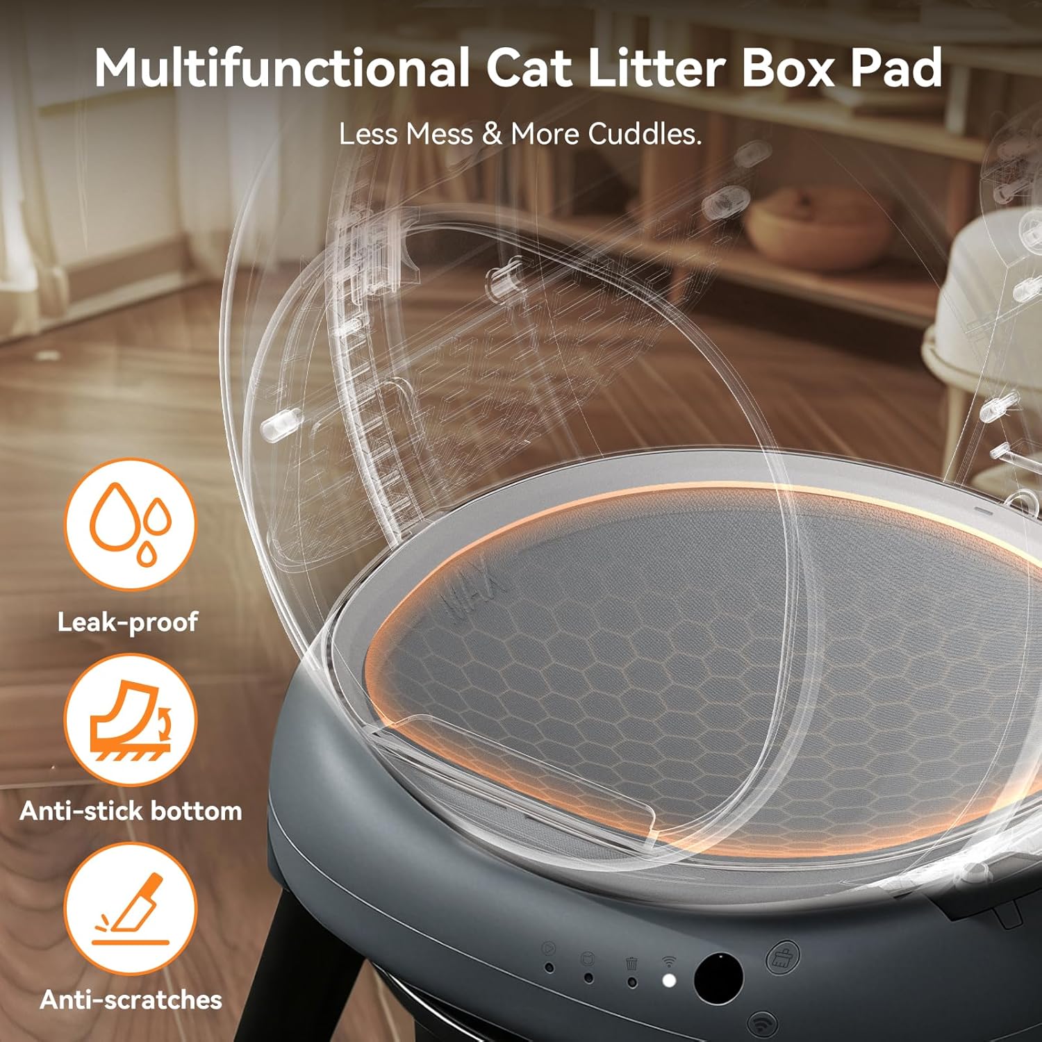 Self Cleaning Litter Box - E2 Automatic Cat Litter Box Smart Robot, APP Control,Weight Monitoring - Ultra-Quiet, for Medium Cats and Kittens, Safe Anti-Pinch Litter Box(Grey)