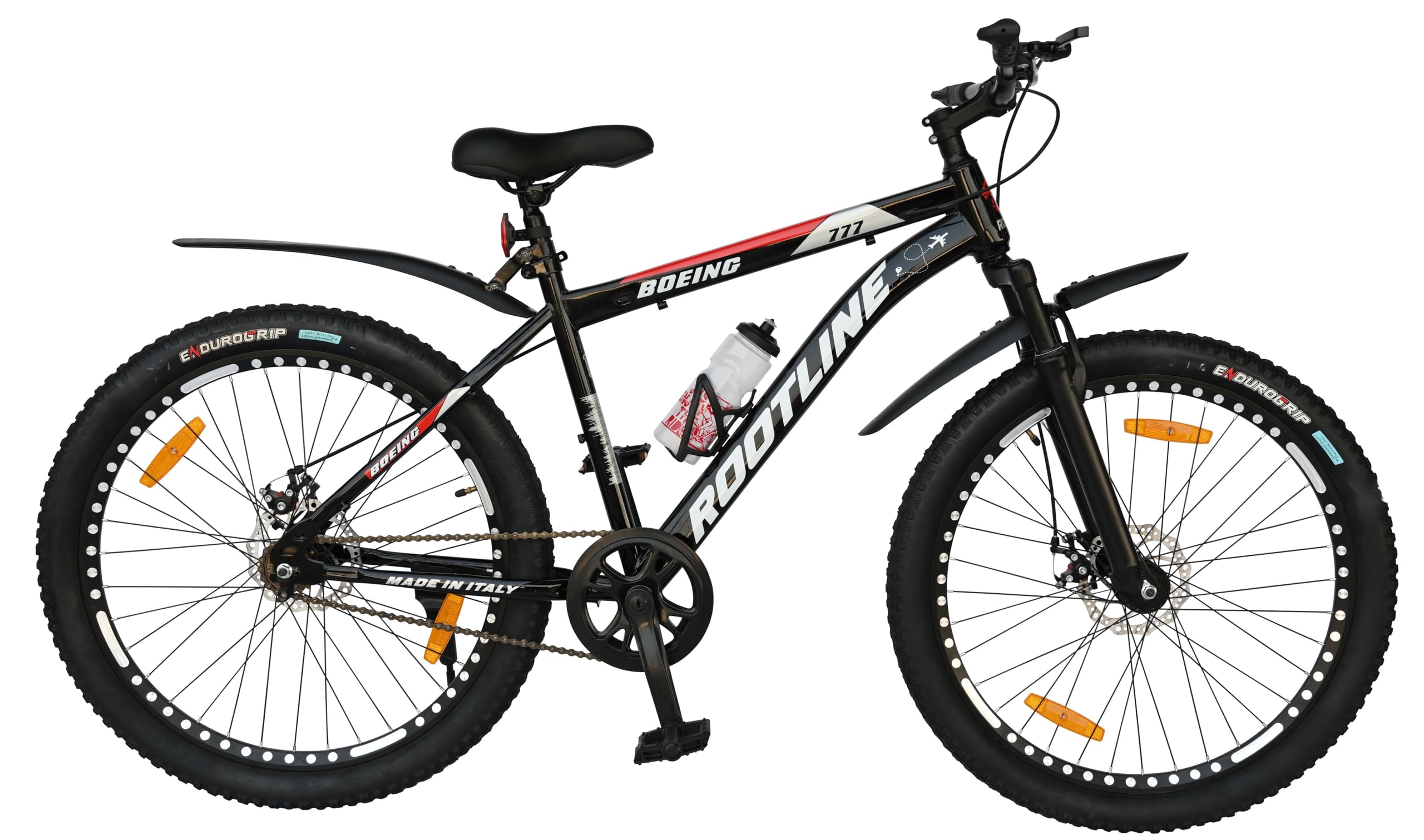 ROOTLINE Boeing NIBC (26T, Matt Black) Mountain Bicycle/Bike Without Gear Single Speed with Front Suspension and Dual Disc Brake for Men - Ideal for 13+ Years (Frame: 18 Inches)