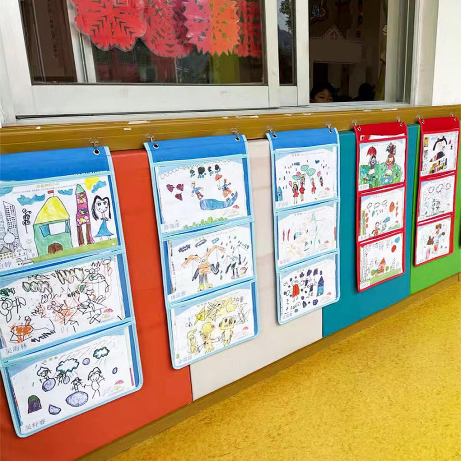 Haning - Organizer tascabile da parete, pratica borsa da appendere per carte di classe, disegno, immagini, dimostrazioni di classe