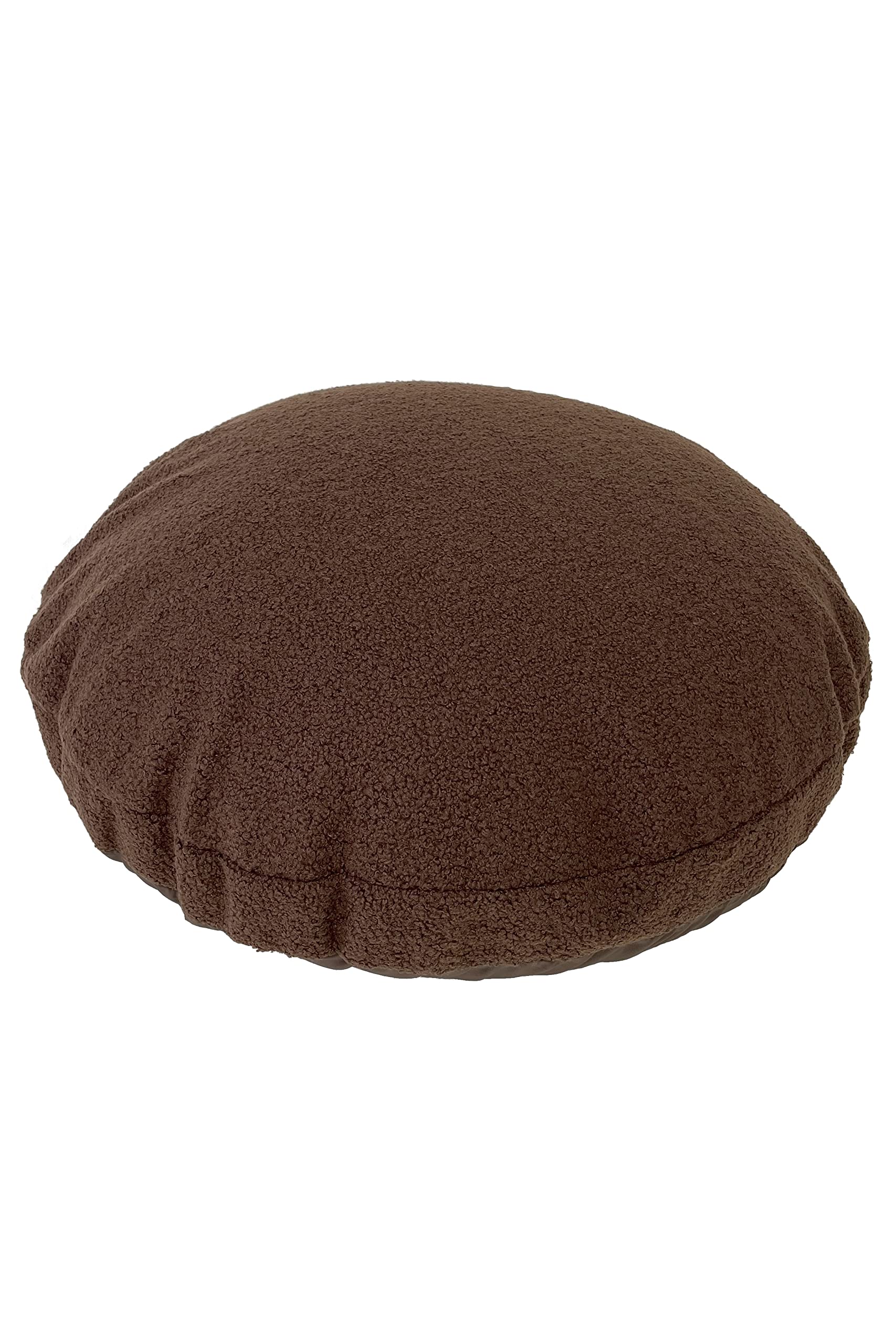 Kanki Round Bead Cushion Velour Brown 20x8in Washable Made in Japan