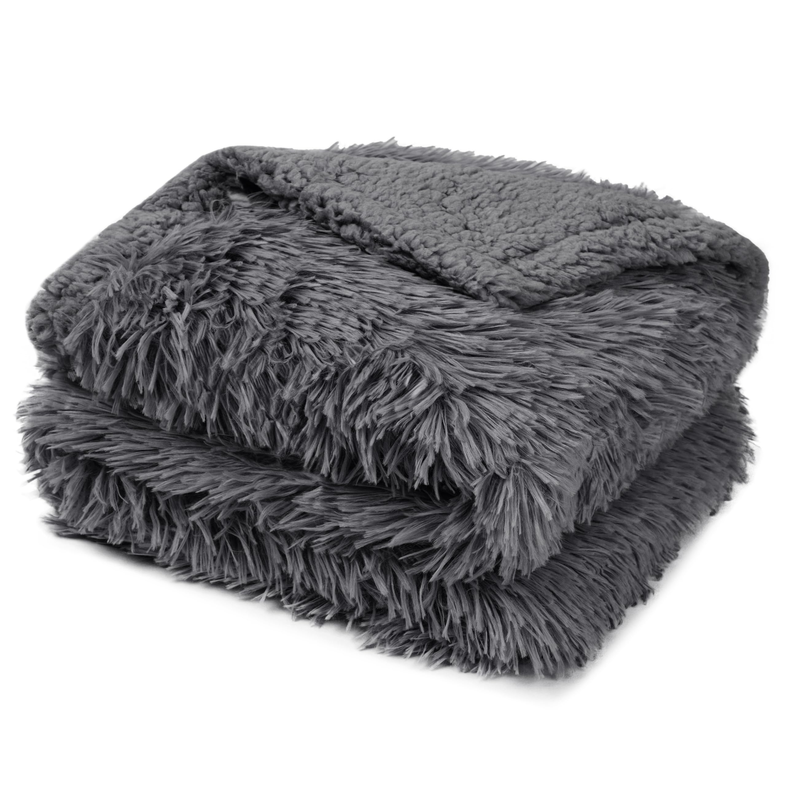 PetAmi Manta impermeable esponjosa para perro, manta de forro polar de piel sintética para mascotas para perros y gatos | Peluda suave y peluda Sherpa protector de muebles, sofá cama (gris, 40 x 60)