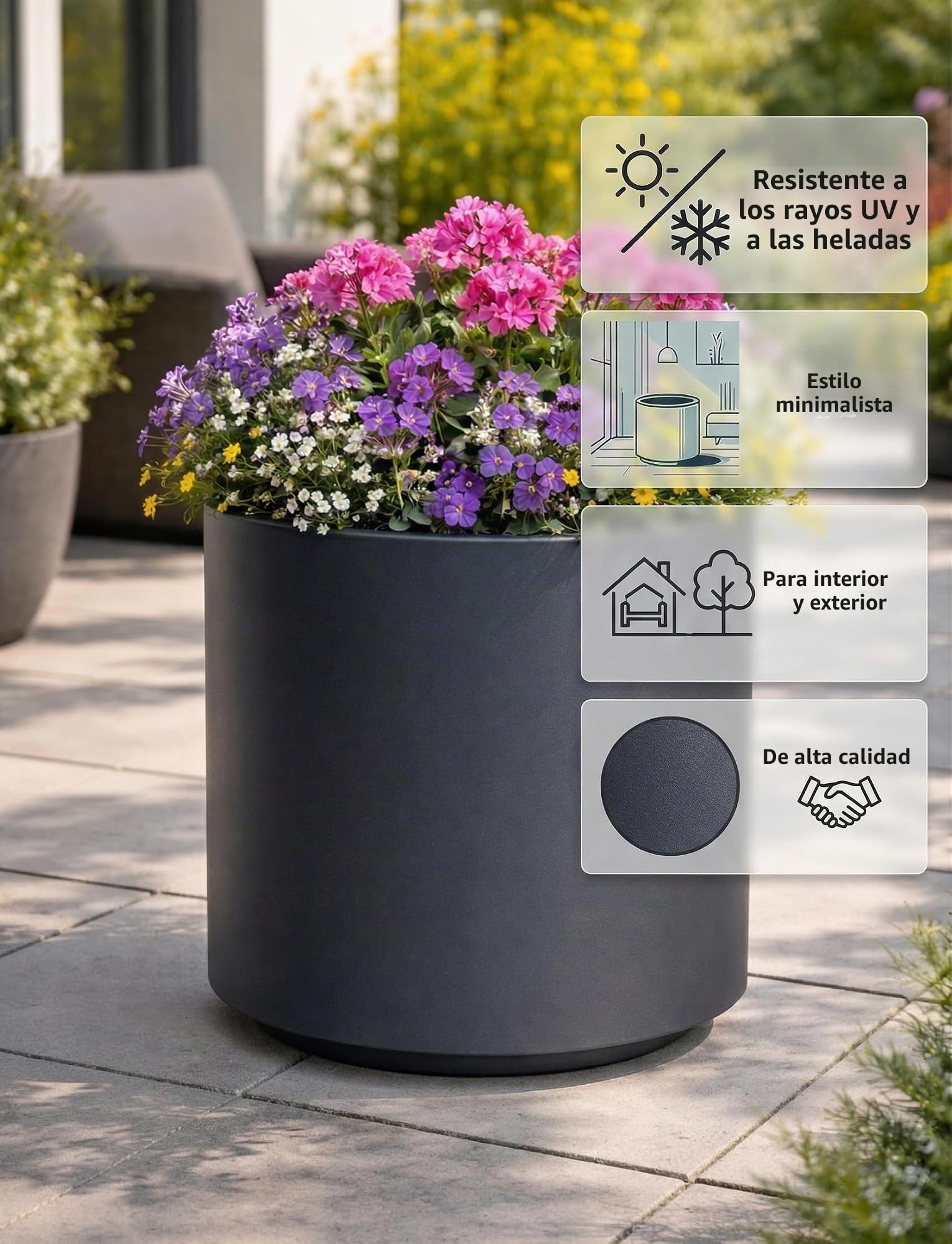 Tymar Maceta grande para exterior, maceta de flores al aire libre, maceta grande para exterior XL (Blanco DBHER, Ø 47 cm)