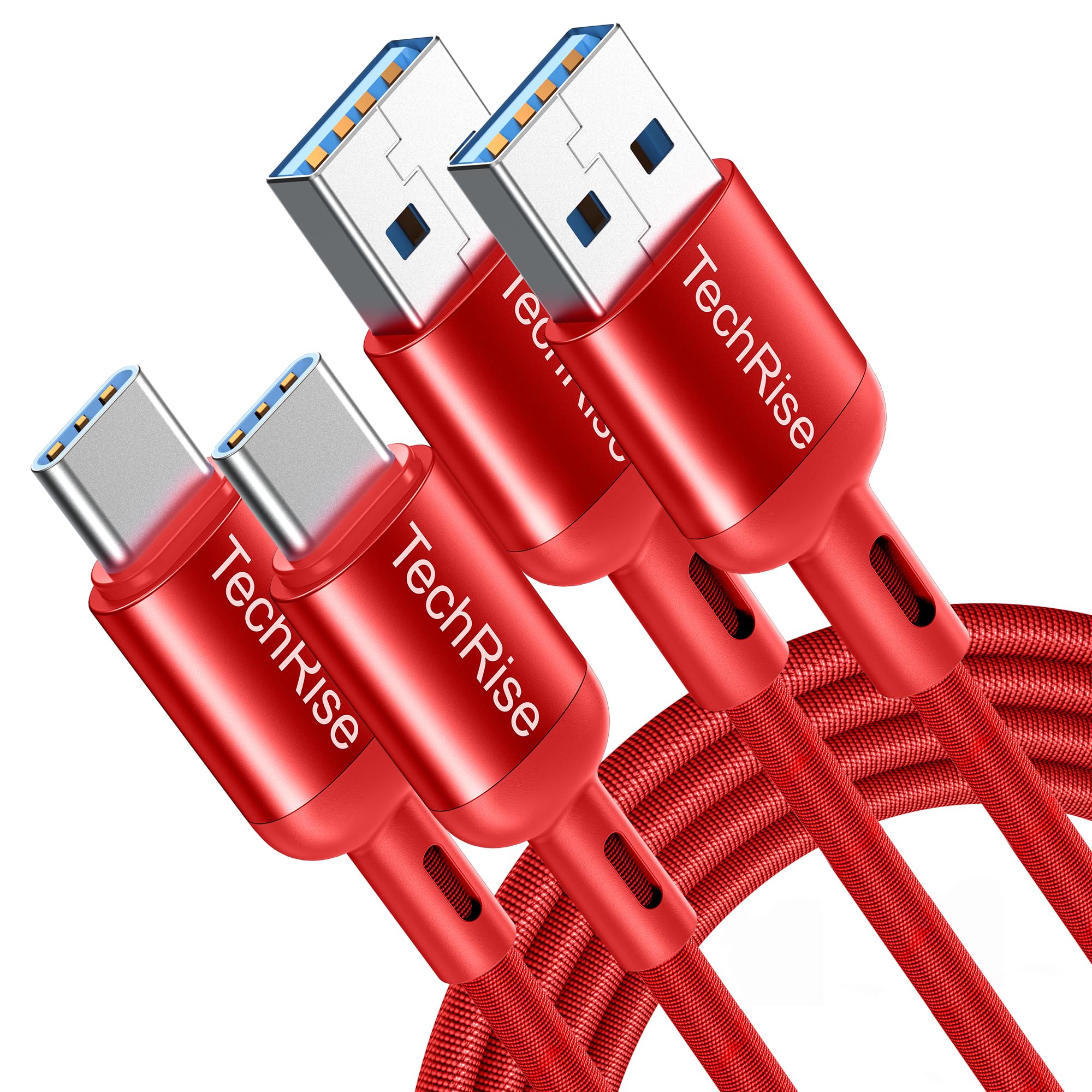 TechRise USB C Cable 2 Pack, USB Type C to USB A Charger Nylon Braided Fast Charge Cord for Samsung Galaxy S23 S22 S21 S20 S10, Google Pixel, Xperia, Android Mobile Phone (6.6 + 3.3ft)