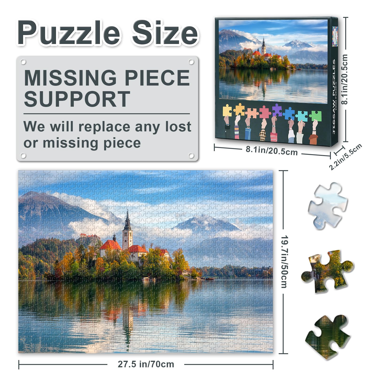 Alpine Bled Lake Puzzles for Adults 1000 Pieces, Slovenia Jigsaw Puzzles - Image 3