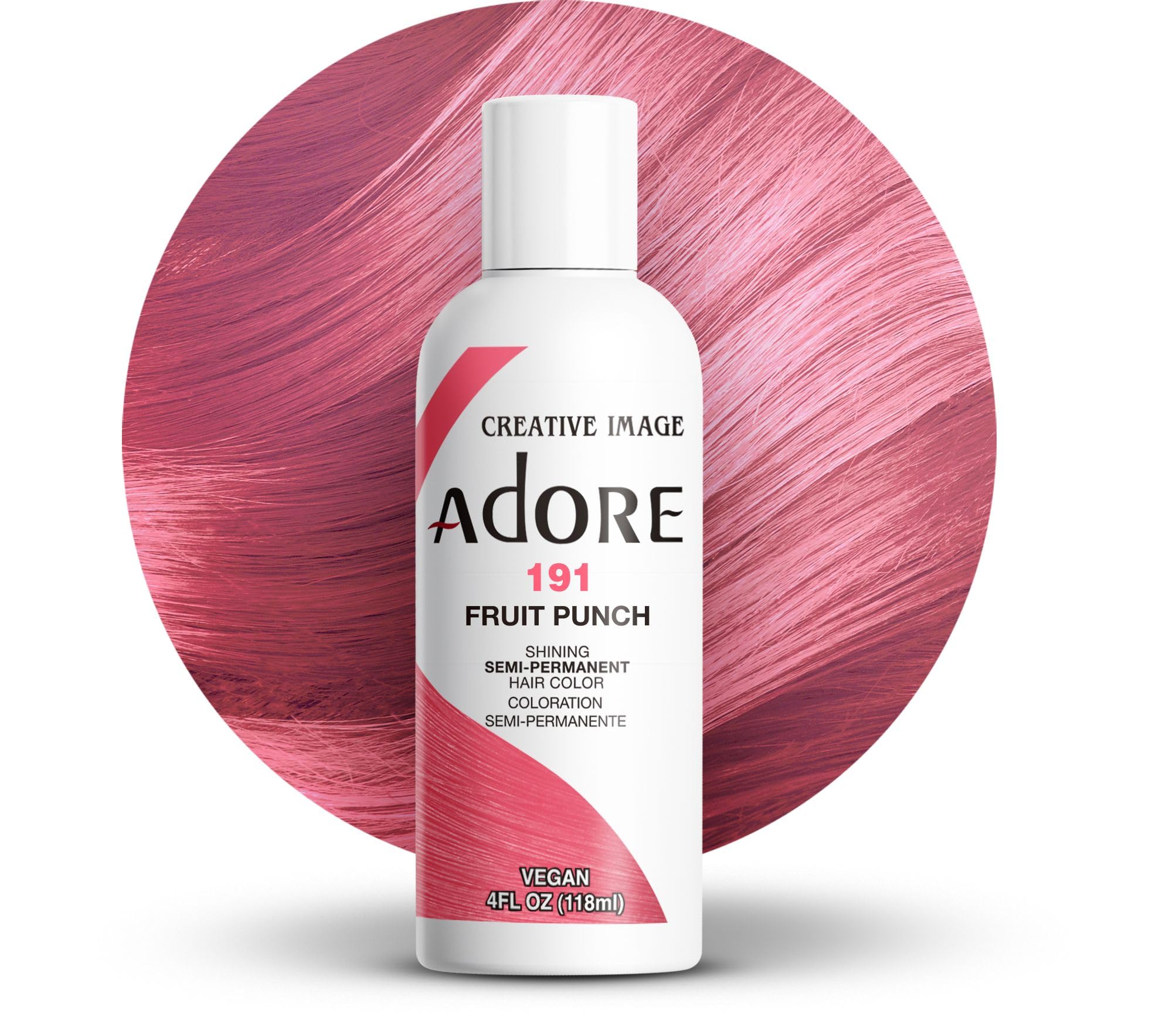 Adore Semi Permanent Hair Color (191 Fruit Punch) | Vegan & Cruelty-Free Pink Hair Dye | No Ammonia, No Peroxide, No Alcohol | 4 Fl Oz