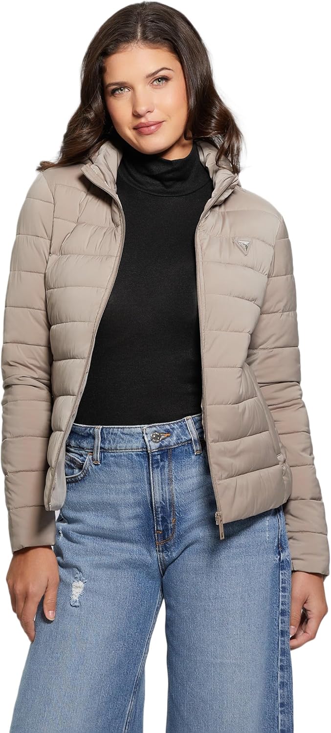 GUESS Womens Solid Heavy Diann Puffer Jacket