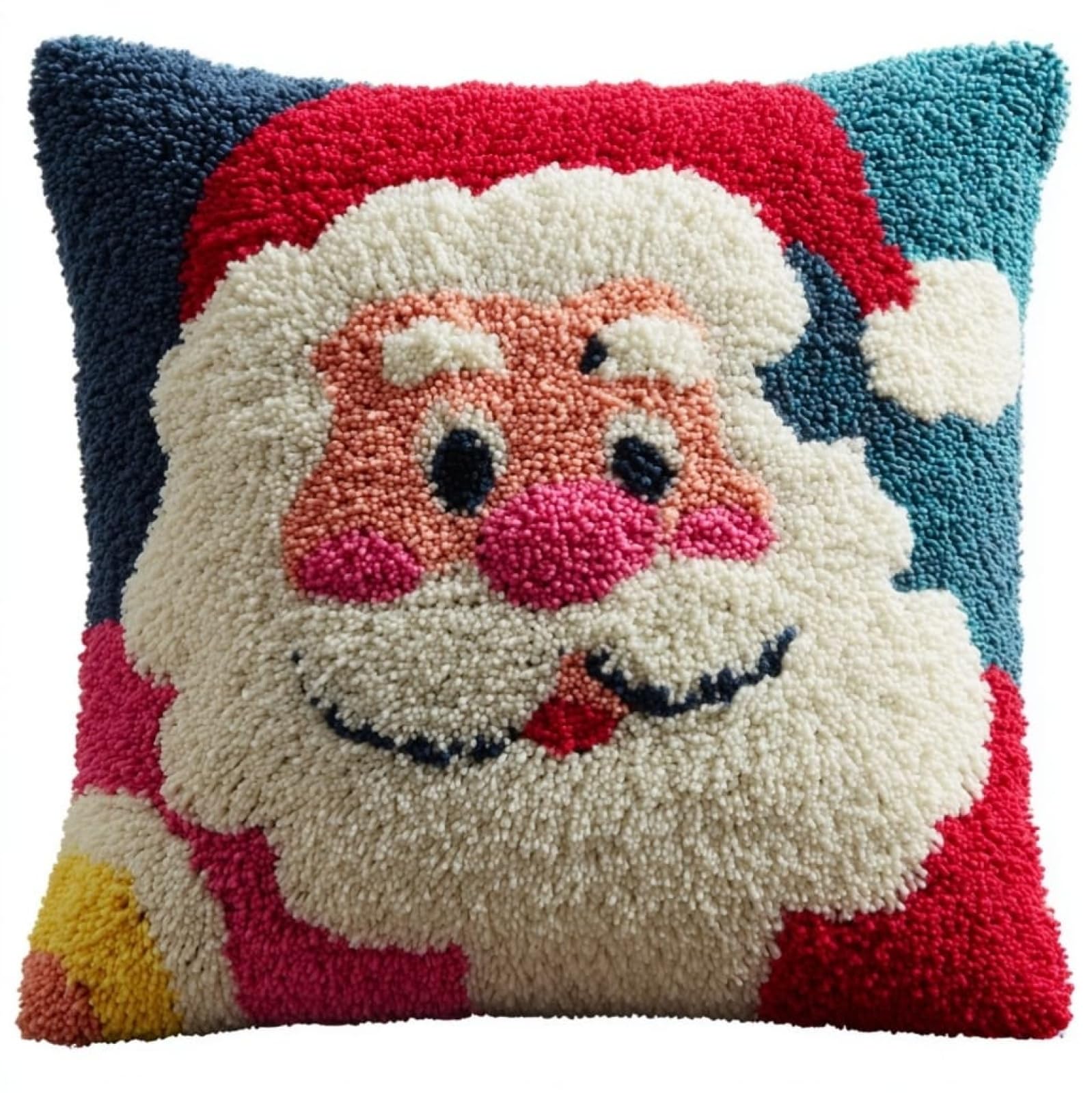 Axiangzik Diy Latch Hook Pillow Kit,Cute Santa Claus 17X17inch Printed Pillowcase Crochet Yarns Hooking Handmade Cushion For Home Sofa Decoration