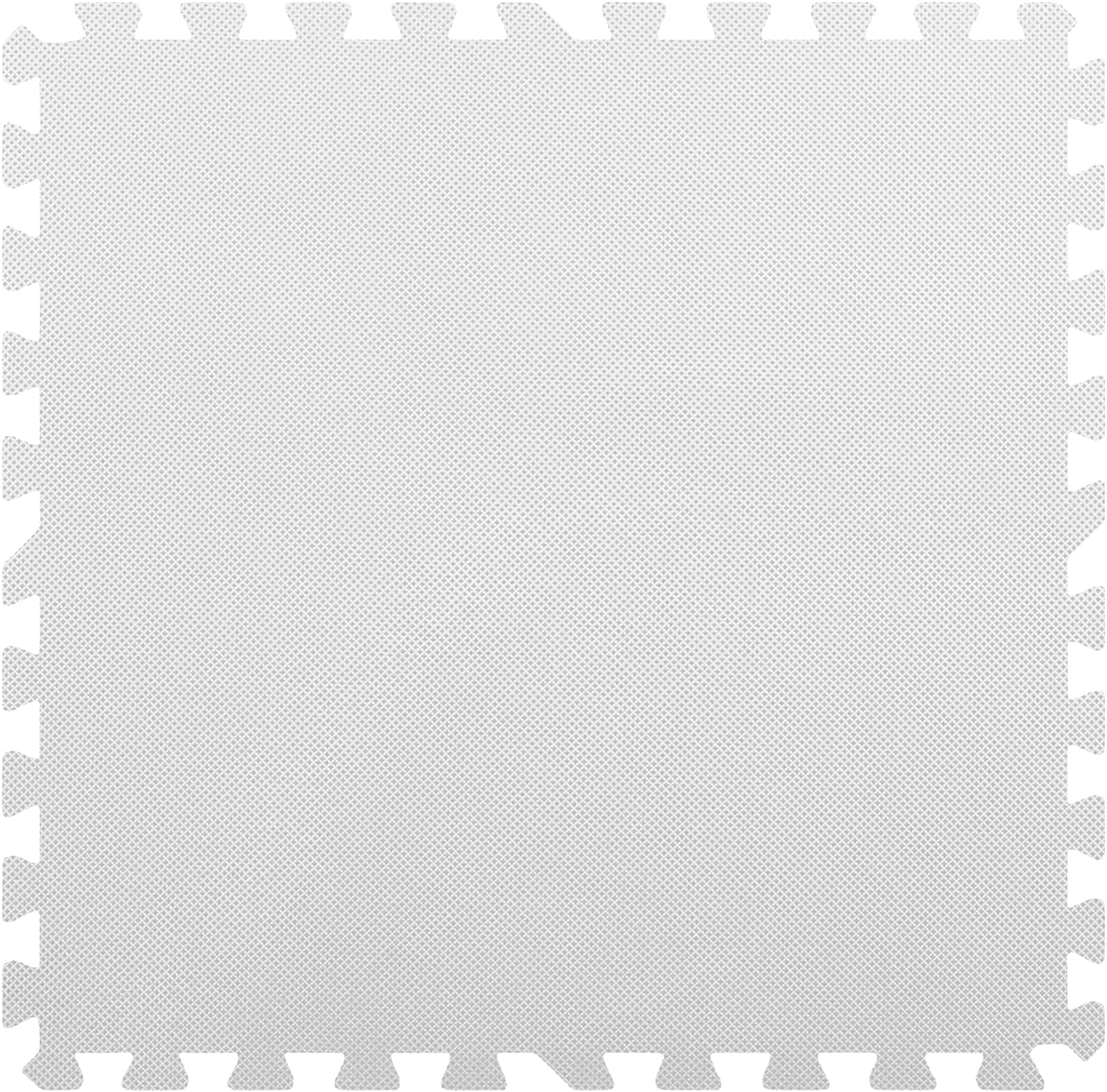 Flooring Inc's 1/2" Soft Non-Toxic Baby Play Mat, Toddler Playmat, Colorful Puzzle PlayMat, Floor Mats for Kids & Babies, EVA Foam Interlocking Tiles for Nursery & Playroom | White, 12 Tiles, 48 Sq/Ft