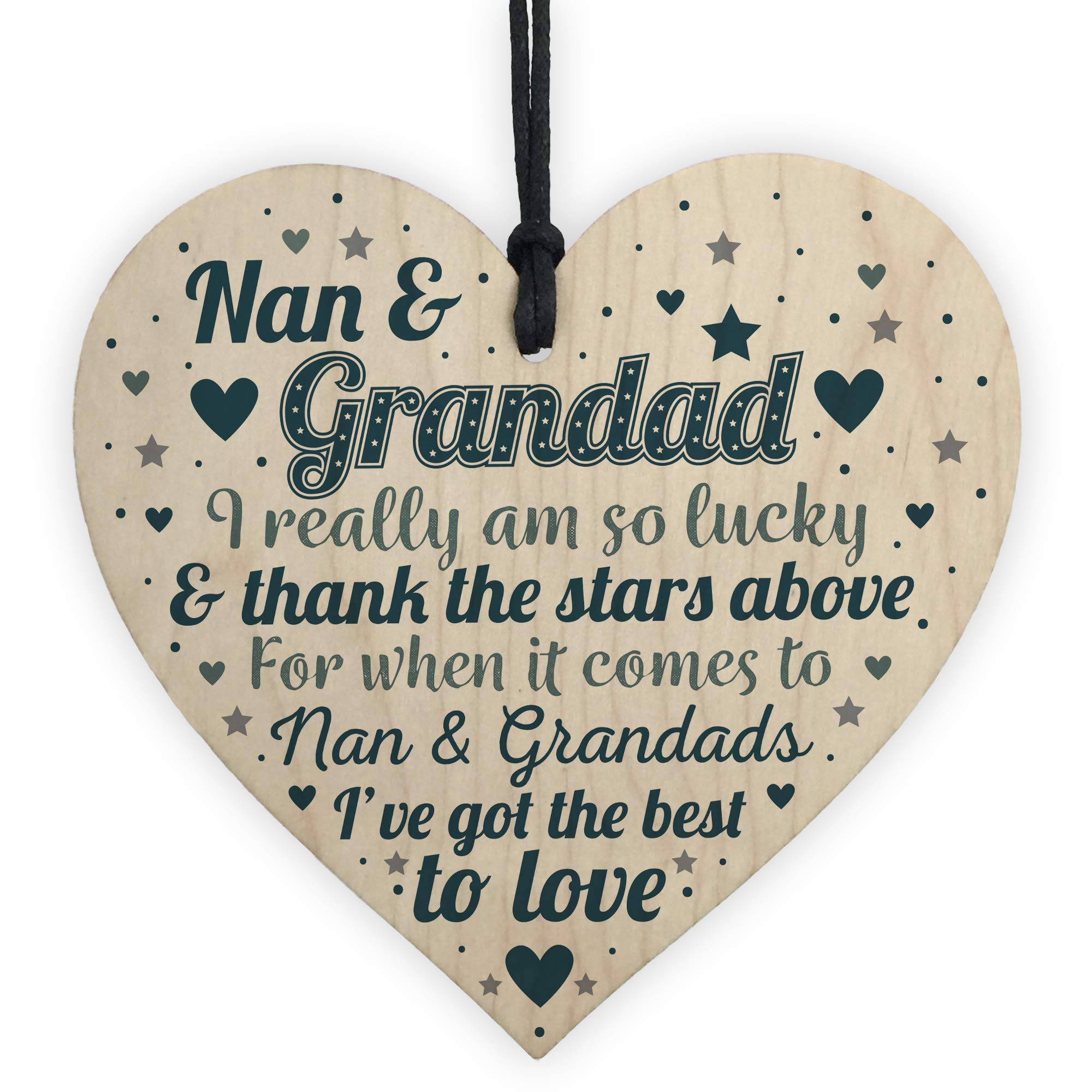 RED OCEAN Nan And Grandad Gifts For Birthday Christmas Wooden Heart Grandparent Keepsake Gift