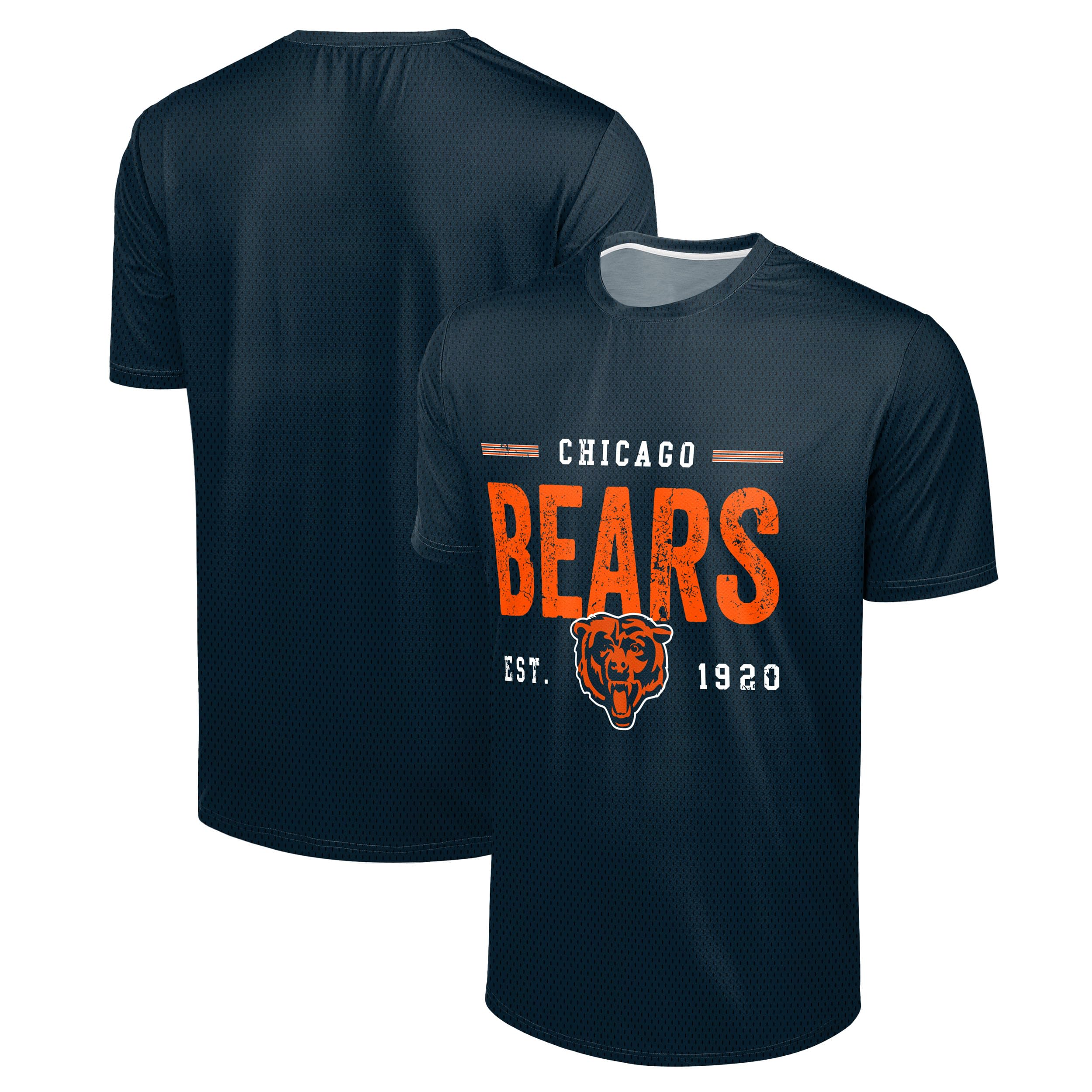 FOCO NFL Men's Officially Licensed Football Team Logo Wordmark Distressed Performance Team Color Crewneck T-Shirt, Chicago Bears - Navy, S — image 1