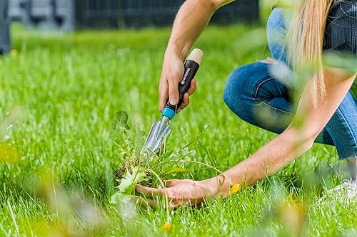 Vista 17 de GARDENA Paleta de mano clásica: pala universal para plantar y trasplantar en el jardín y en el balcón, acero, resistente a la corrosión, mango