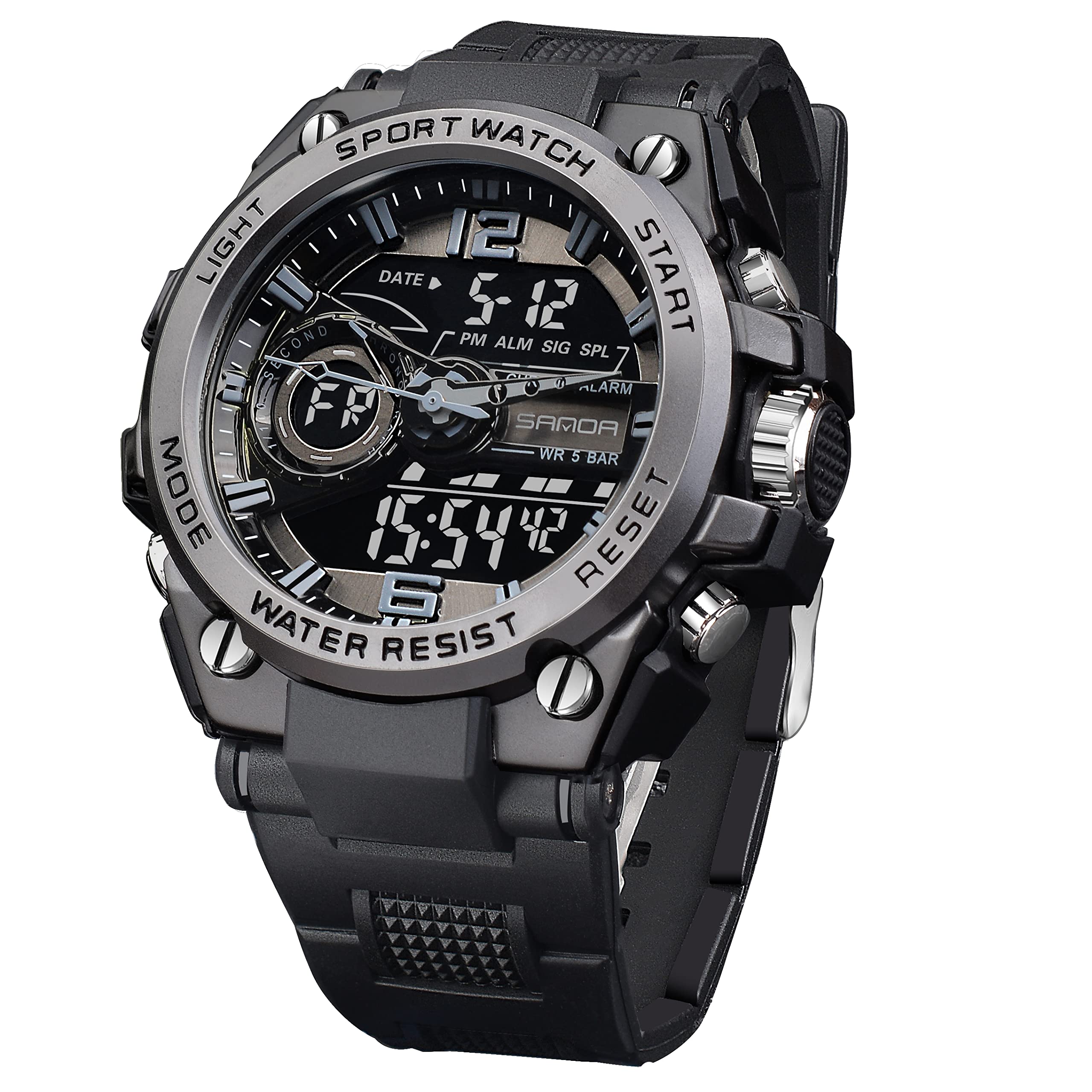 FORSININGMen's Military Watches Sports Waterproof Watch Analog Digital Sport Watch Electronic Tactical Army Watches for Men Date Multi Function LED Alarm Stopwatch