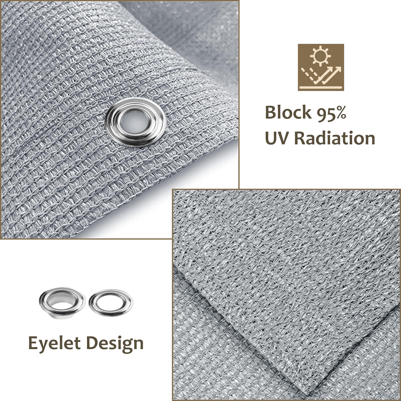 Frangivisto Balcone per Protezione 190x300cm Frangivista e Telo frangivento Rete Ombreggiante per Balcone Protezione solare Anti-UV Resistente al Vento con Fascette/Corda per Terrazza Esterno Grigio