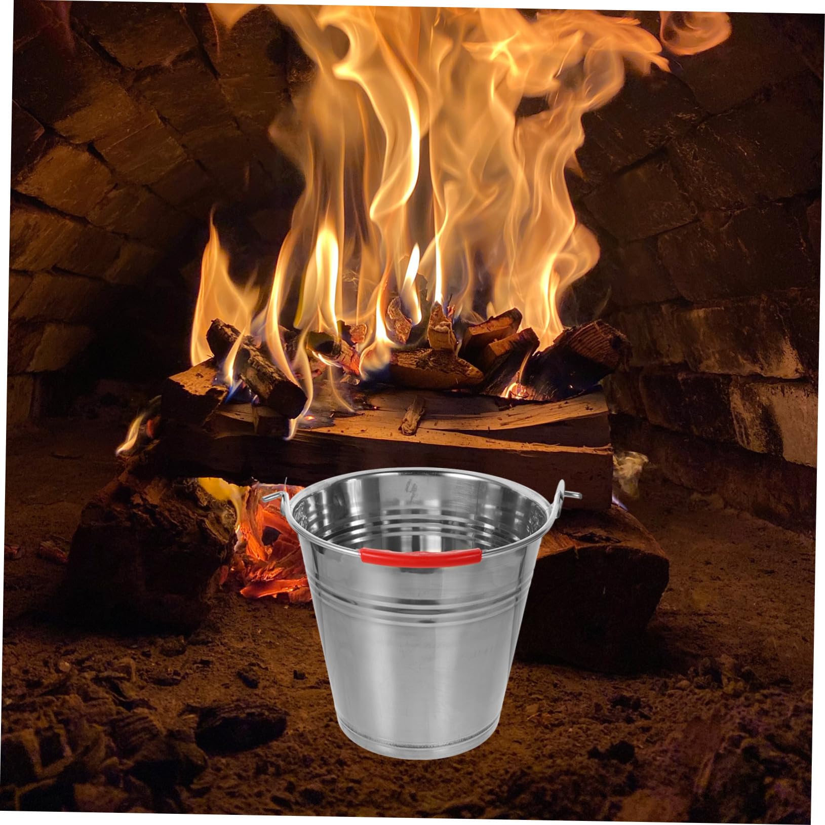 Cubo de Carbón para Almacenar Cenizas para Parrilla de Hierro Gran Capacidad y Transferir Carbón en Chimeneas Interiores y Exteriores
