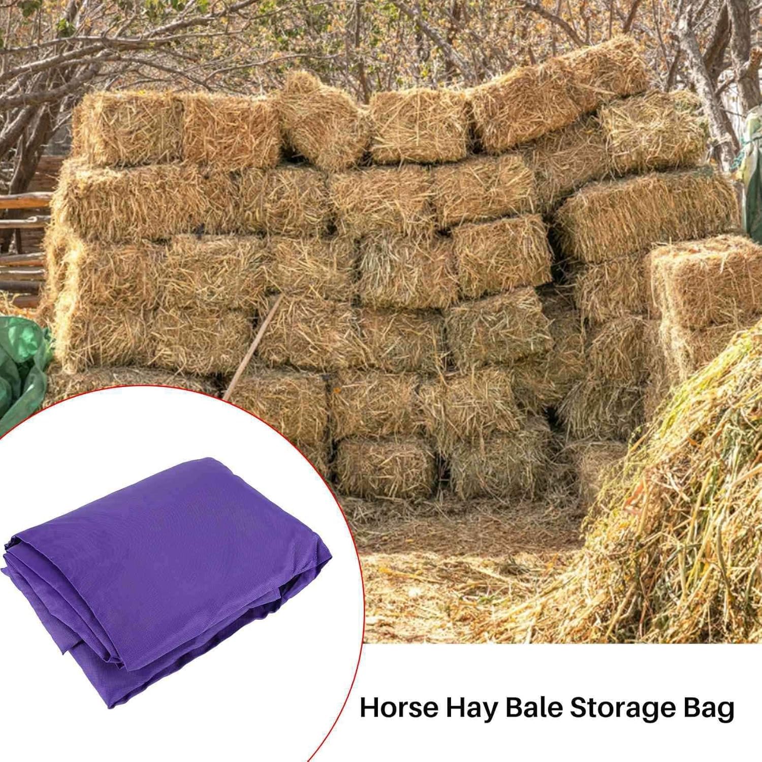 Sac De Transport pour Balles De Foin, Très Grand, Pliable Et Portable, avec Fermeture éclair, pour Chevaux Et Bétail