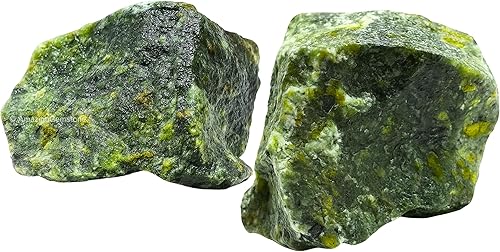 2 piezas de cristales crudos de jade verde y piedras curativas, rocas naturales para rodar y hacer tú mismo, piedras y cristales crudos