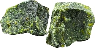 Amazing Gemstone Green Jade Raw Crystals and Healing Stones, Natural Rocks for Tumbling - DIY Raw Stones and Crystals, 2 Pieces