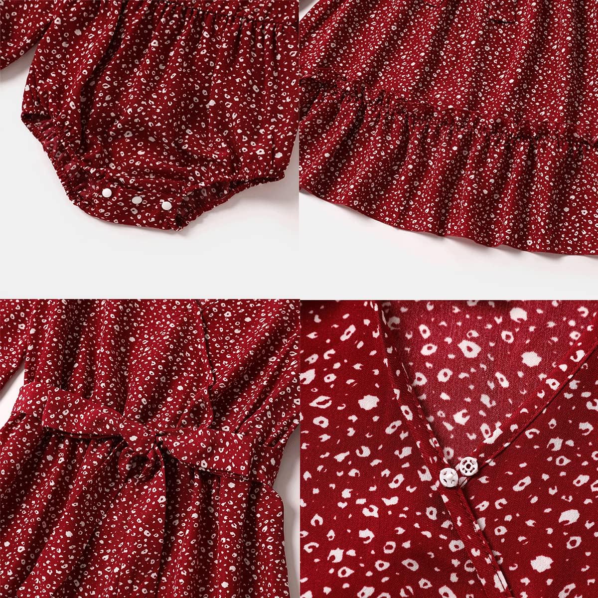 Mommy and Me Matching Dresses Floral Split Ruffled Boho Dress Long Sleeve Casual Fall Winter Mom Daughter Matching Outfits - Image 6