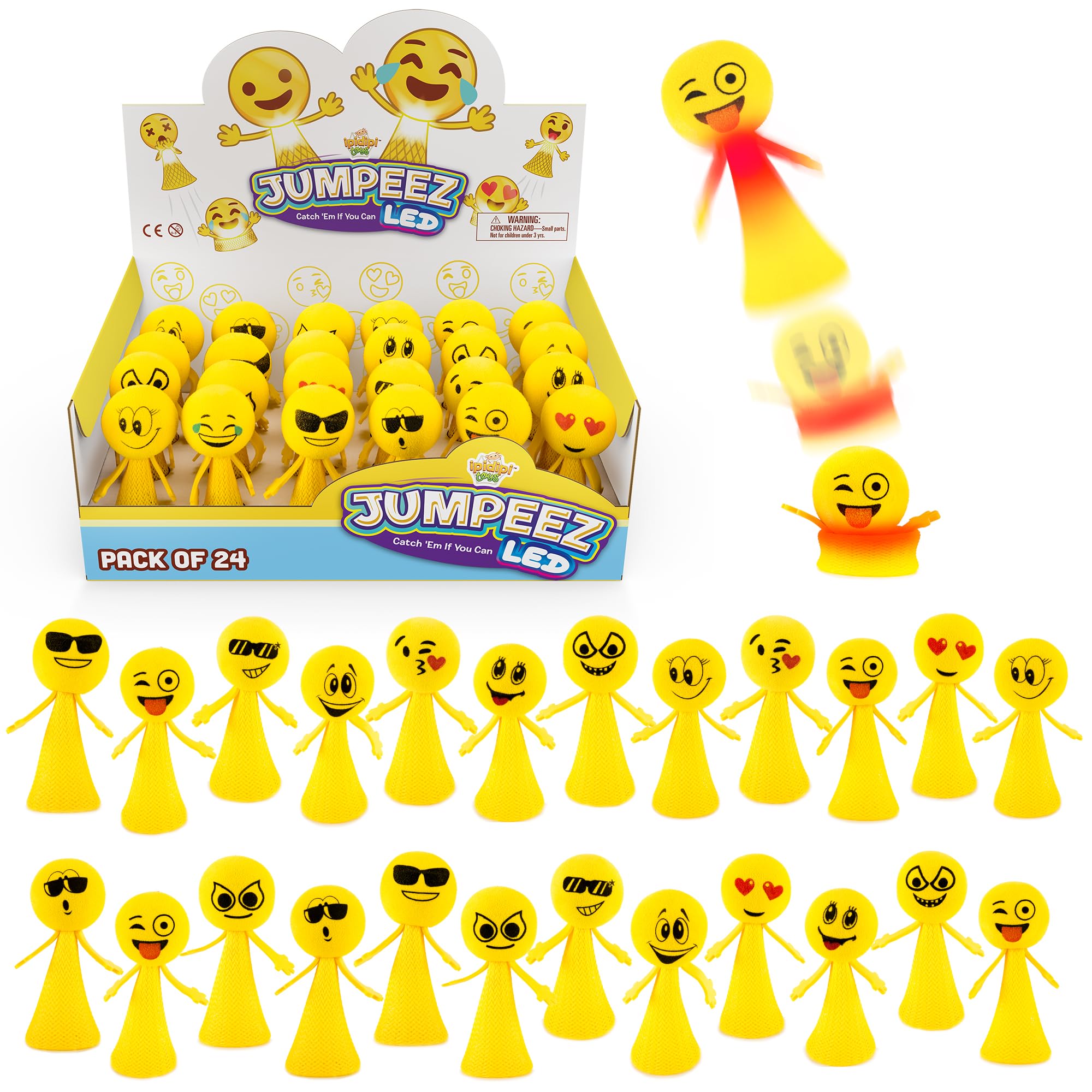 LED Jumpeez Rocket Poppers – 24-Pack Funny Faces
