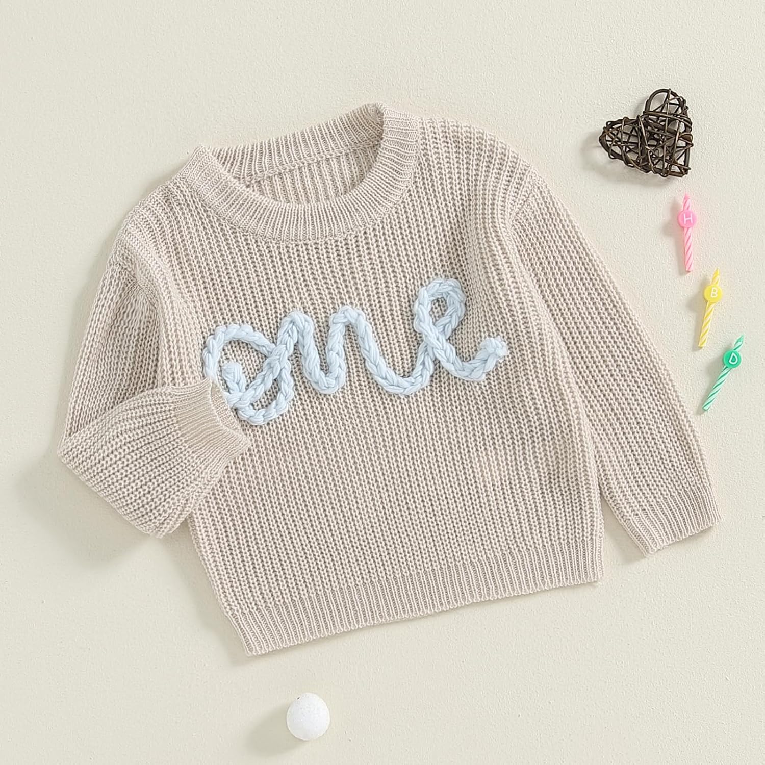 First Birthday Outfit Toddler Baby Girl Boy One Embroidery 1st 2nd Birthday Sweater Top Knit Pullover Sweatshirt - Image 3