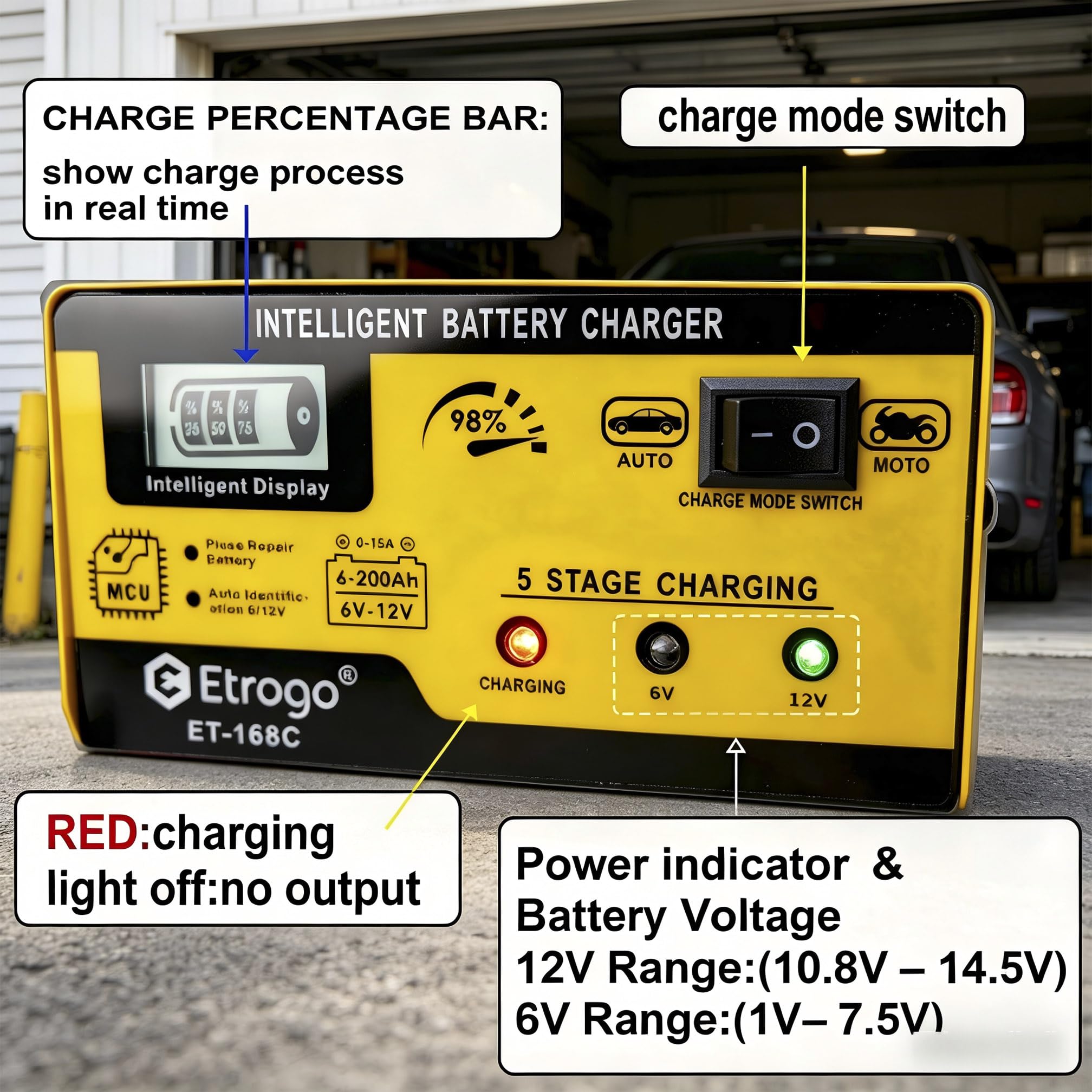 Lead Acid Battery Charger UK Yellow