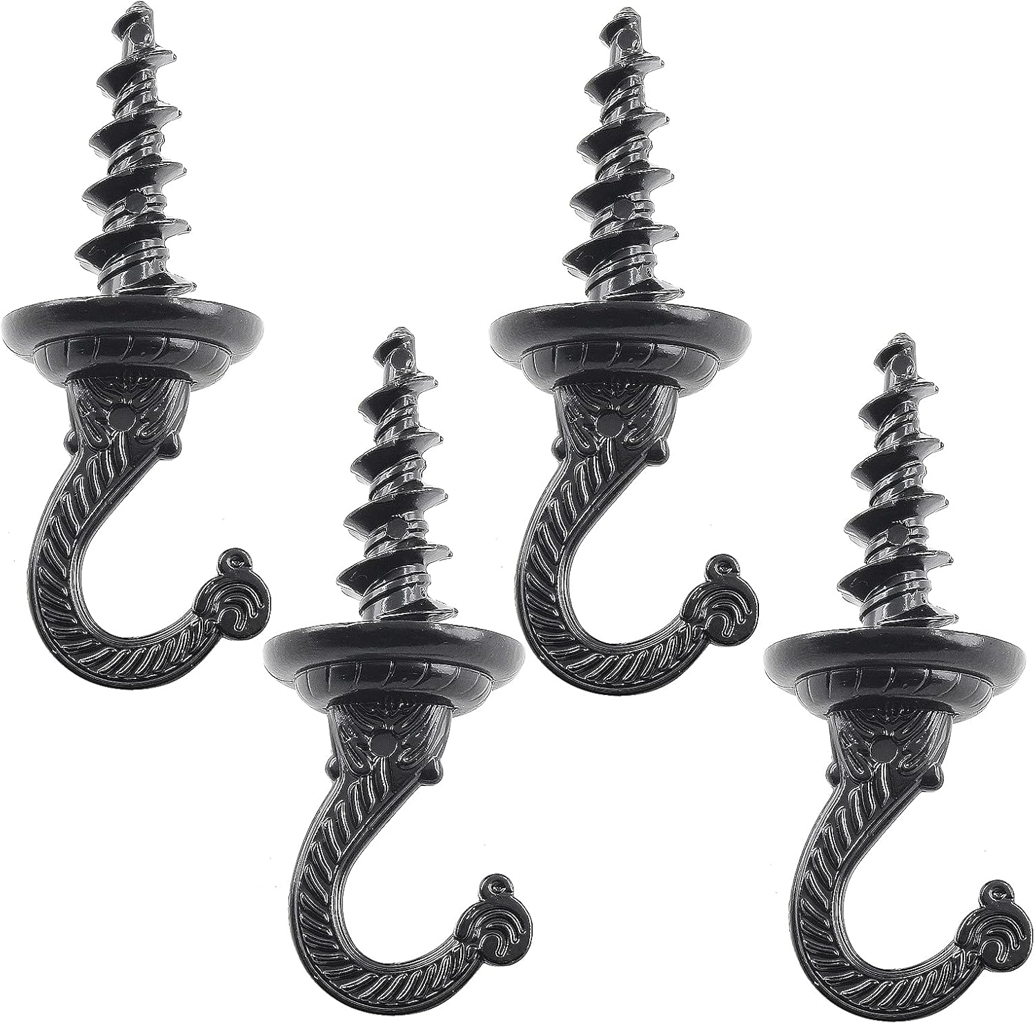 Rierdge 4 Pcs Black Swag Ceiling Hooks Heavy Duty, 3 Inch