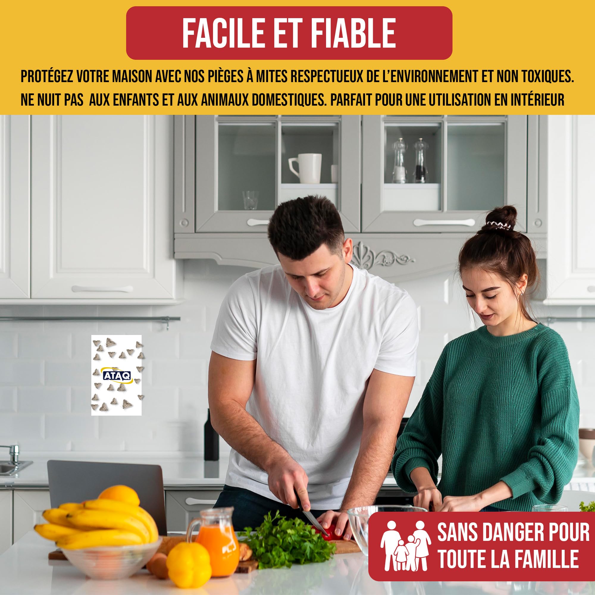 ATAQ Pack de 6 pièges à Mites Alimentaires Anti Mites Adhésif à Phéromones