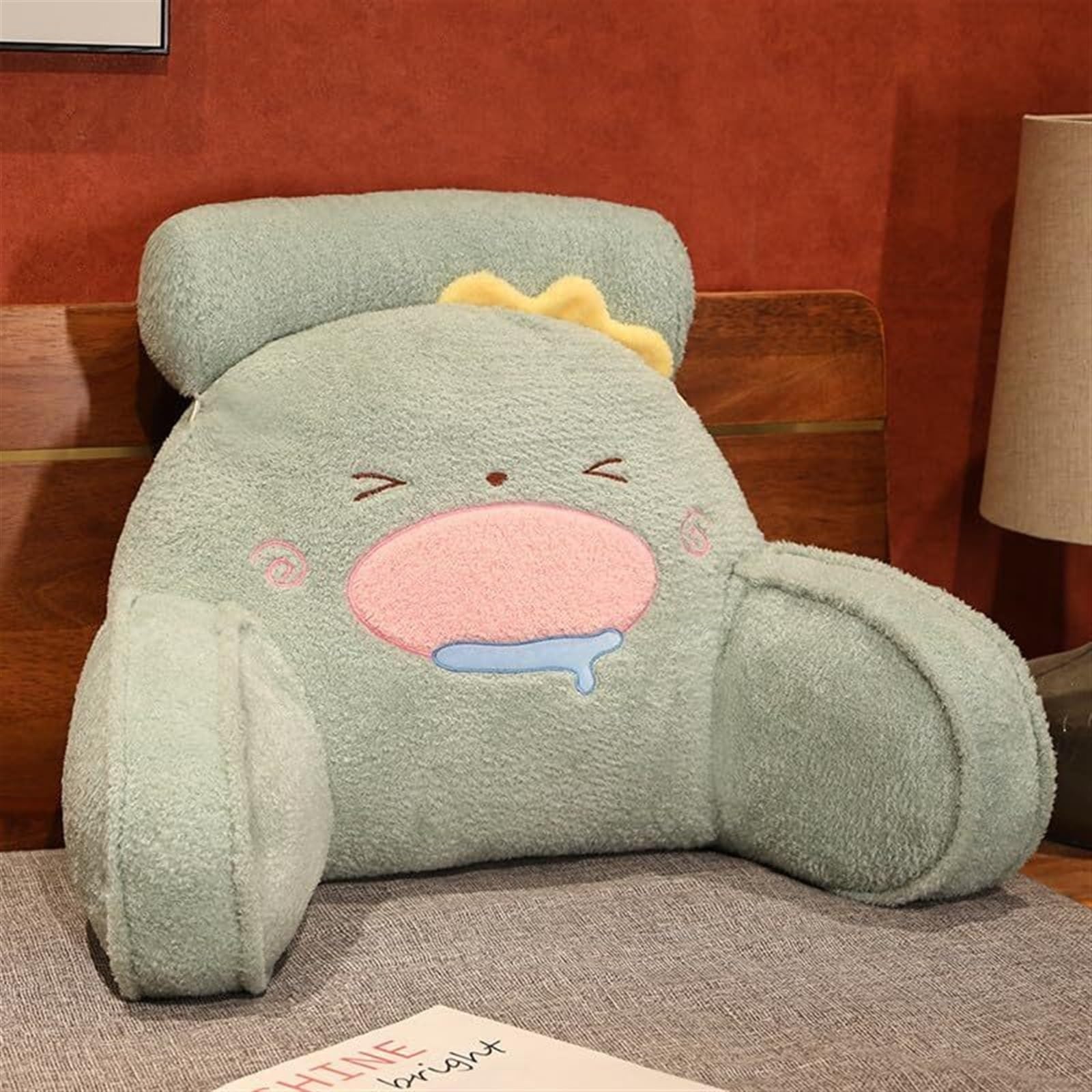 Uoxhfdh Green Back Support Cushion Rest Office Cartoon Animal Pillows Plush And Pp Cotton Cushions(,75X50cm)