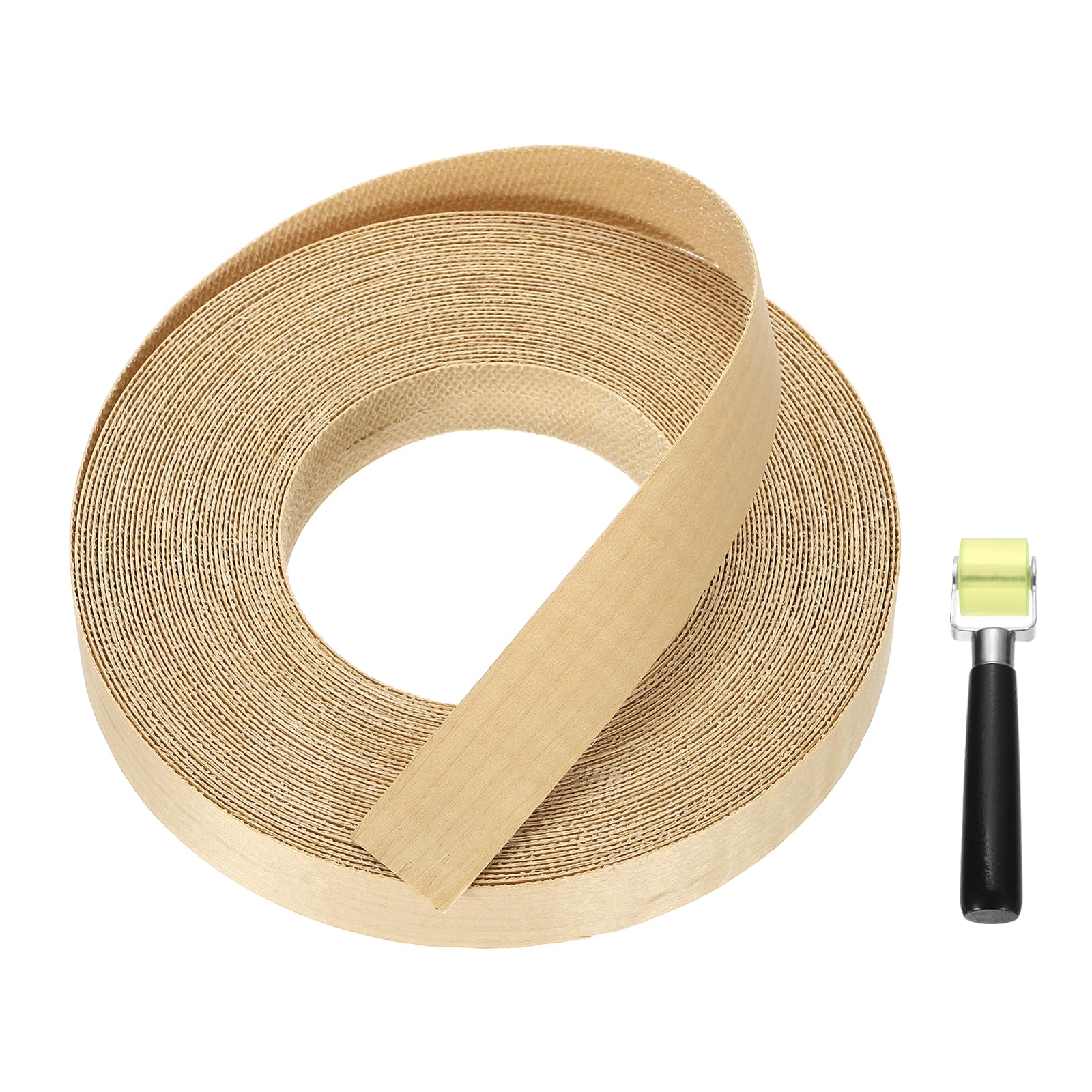sourcing map 7/8" x 72 ft Wood Edge Banding, Pre-Glued Iron on Edging Strip, Plywood Wood Grain Repair Tape for Cabinet Repair, Furniture Restoration, Handicraft DIY, Maple