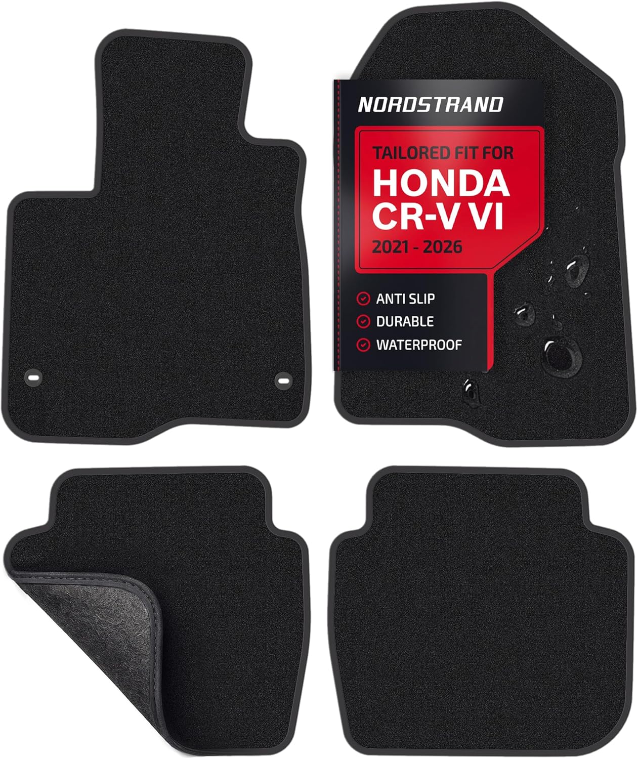 Floor Mats for Honda CR-V VI 2023-2026 - Tailored 3D Fit - Front & Rear Set of 4 - Anti-Slip Backing - 30oz Carpet Mat Heavy Duty - All Weather Car Liner Floormats