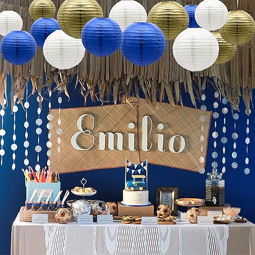 Miniatura 10 de Linternas de papel chinas decorativas 15 linternas de papel doradas colgantes para bodas, graduaciones, aniversarios, decoraciones de fiesta de