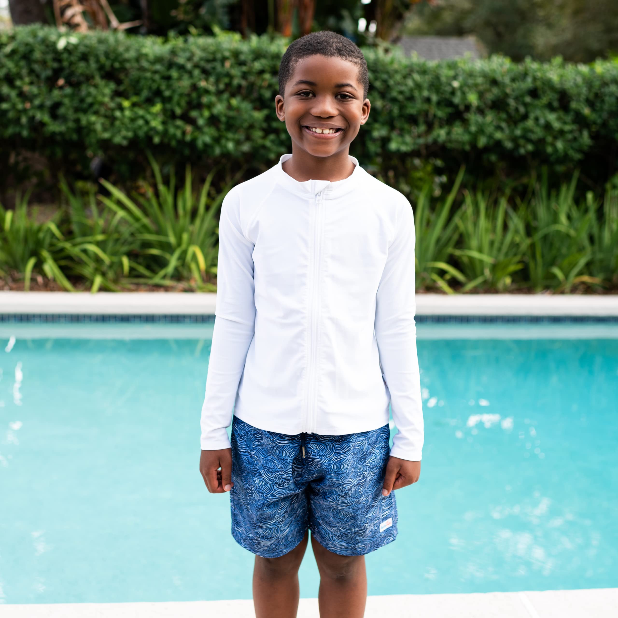 SwimZip Boys' Swim Trunks UPF 50+ Board Shorts | Ocean Breeze - 12-14