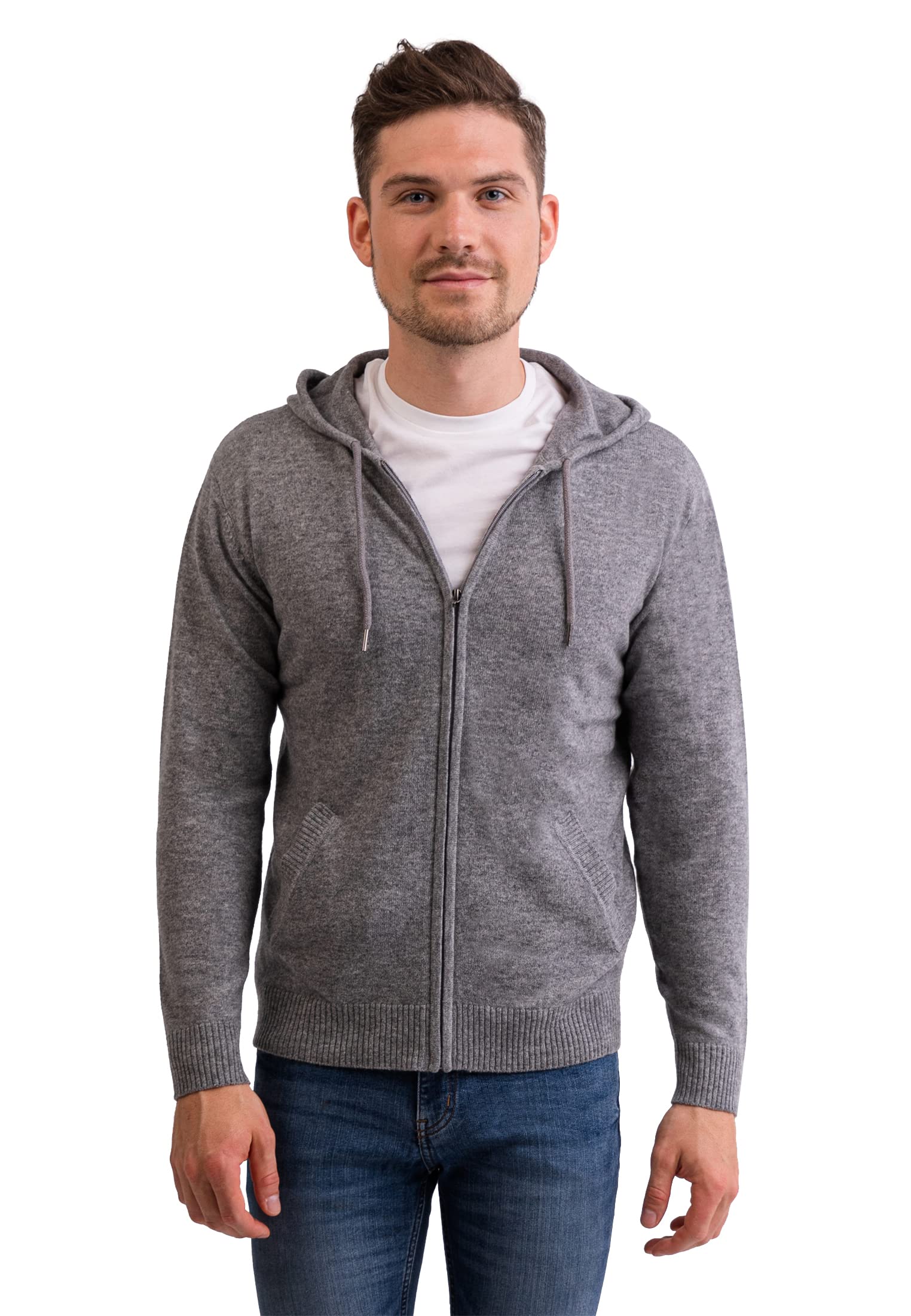 Pull à capuche homme 100% cachemire veste zippée haut de gamme