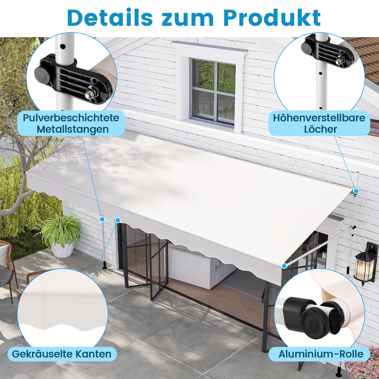 COSTWAY Klemluifel, 250 cm breed, balkonluifel zonder boren, uv-bestendig, in hoogte verstelbaar, waterafstotend, luifel met handslinger, zonneluifel, zonwering voor balkon, wijnrood COSTWAY Klemluifel, 250 cm breed, balkonluifel zonder boren, uv-bestendig, in hoogte verstelbaar, waterafstotend, luifel met handslinger, zonneluifel, zonwering voor balkon, wijnrood