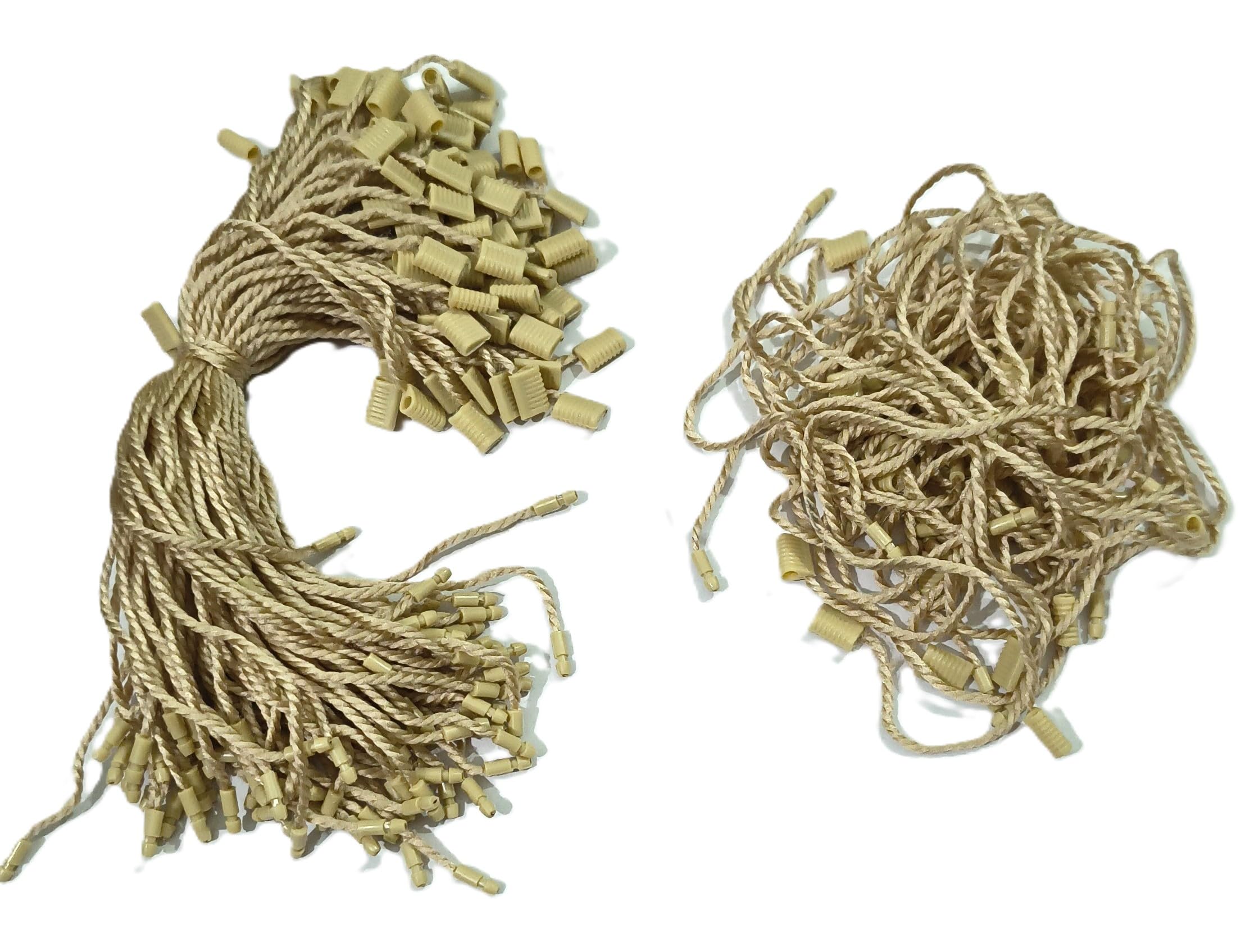 Hang Tag String with Plastic End Locks, Loop Rope Cord, Beige Pack of (500)-image-36