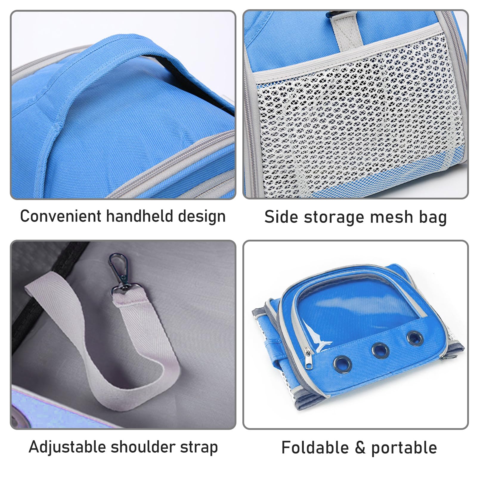 Sac de Transport pour Petits Animaux,Sac Transport Chat Chien,Cage Transport Lapin,Sac Chat Portable,Sac Voyage Chat Pliable,Sac de Voyage pour Animal,pour Oiseaux, Chatons, Chiots, Hamsters,Bleu