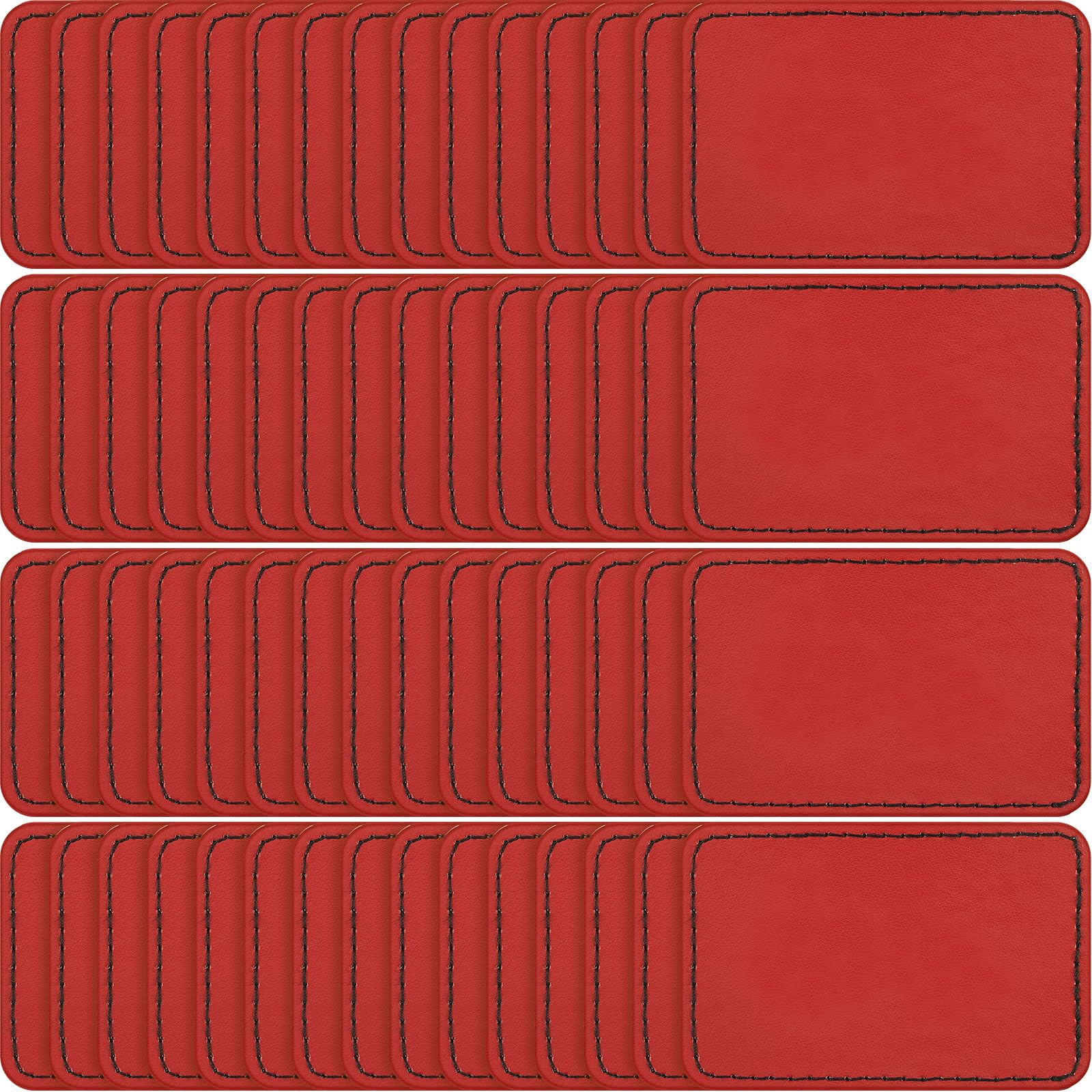 Patchs rectangulaires vierges en similicuir rouge adhésifs pour gravure laser 60 pcs