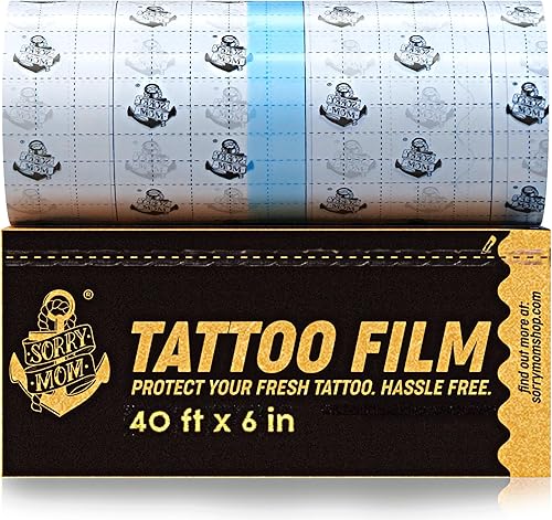 Miniatura 9 de Sorry Mom Vendaje de cuidado posterior para tatuajes (6.5 x 6 pulgadas), vendas transparentes para tatuajes impermeables, vendaje adhesivo para